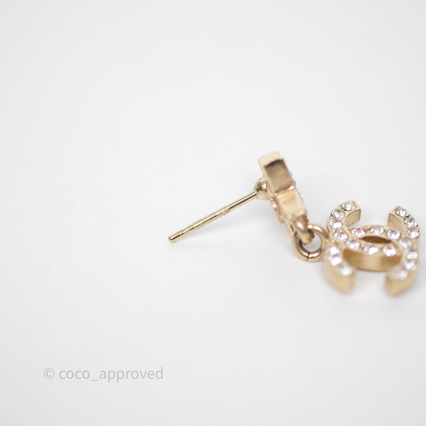 Chanel Star Drop Crystal CC Earrings Gold Tone 23A