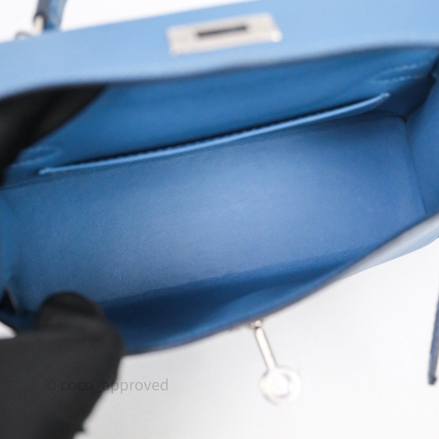 Hermès Mini Kelly Bleu Azur 7R Epsom Palladium Hardware