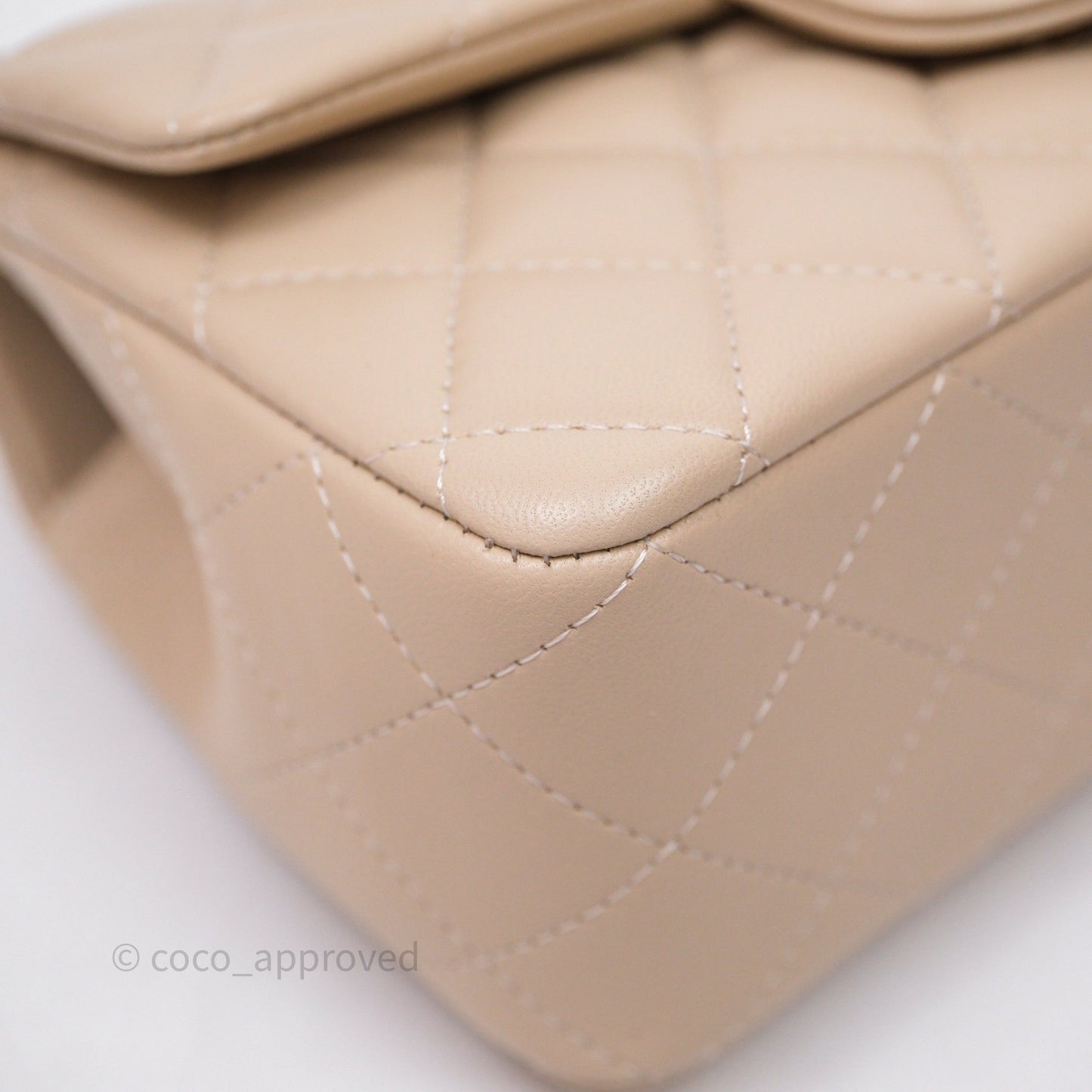 Chanel Top Handle Mini Rectangular Flap Beige Lambskin Gold Hardware