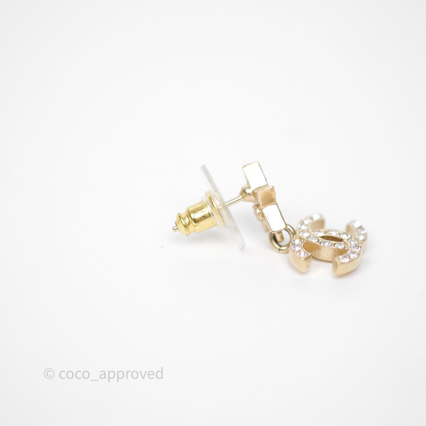 Chanel Star Drop Crystal CC Earrings Gold Tone 23A