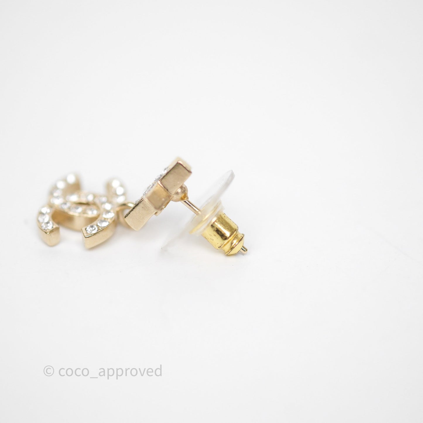 Chanel Star Drop Crystal CC Earrings Gold Tone 23A