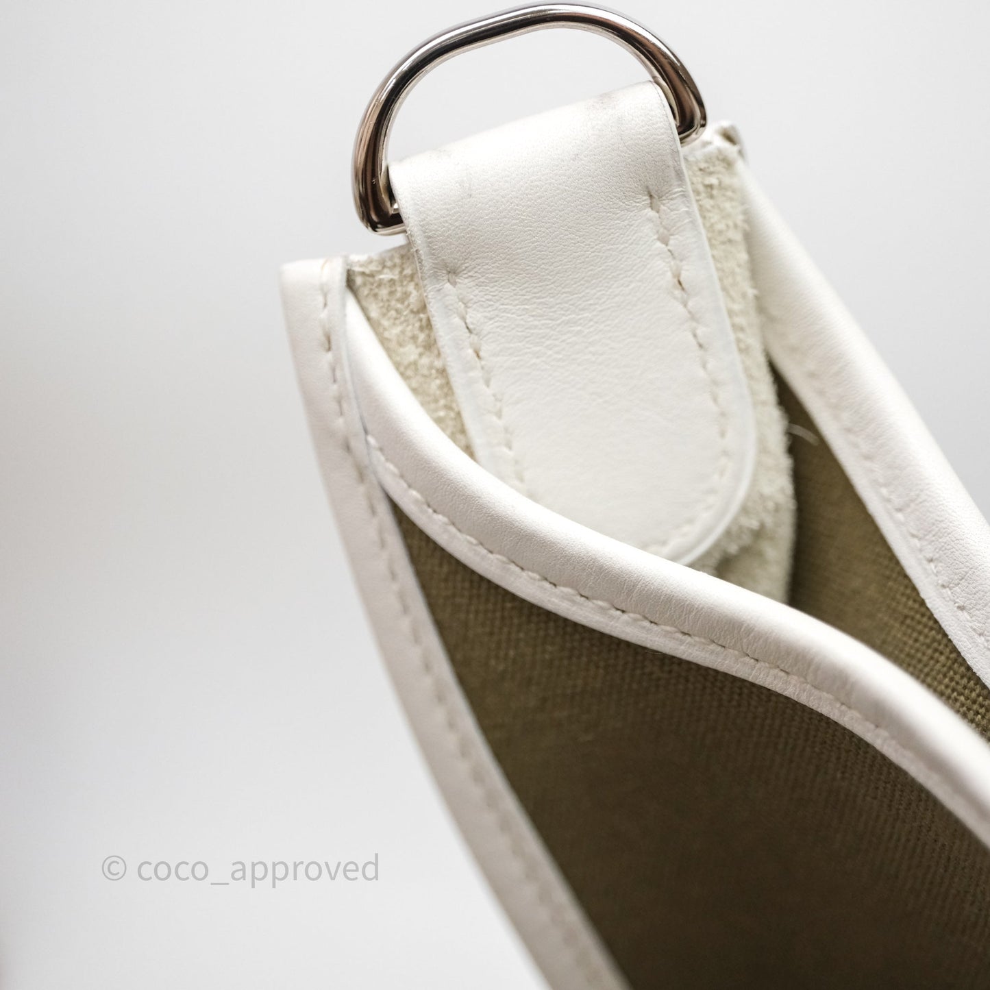 Hermes Evelyne III 29 Khaki/ White Palladium Hardware