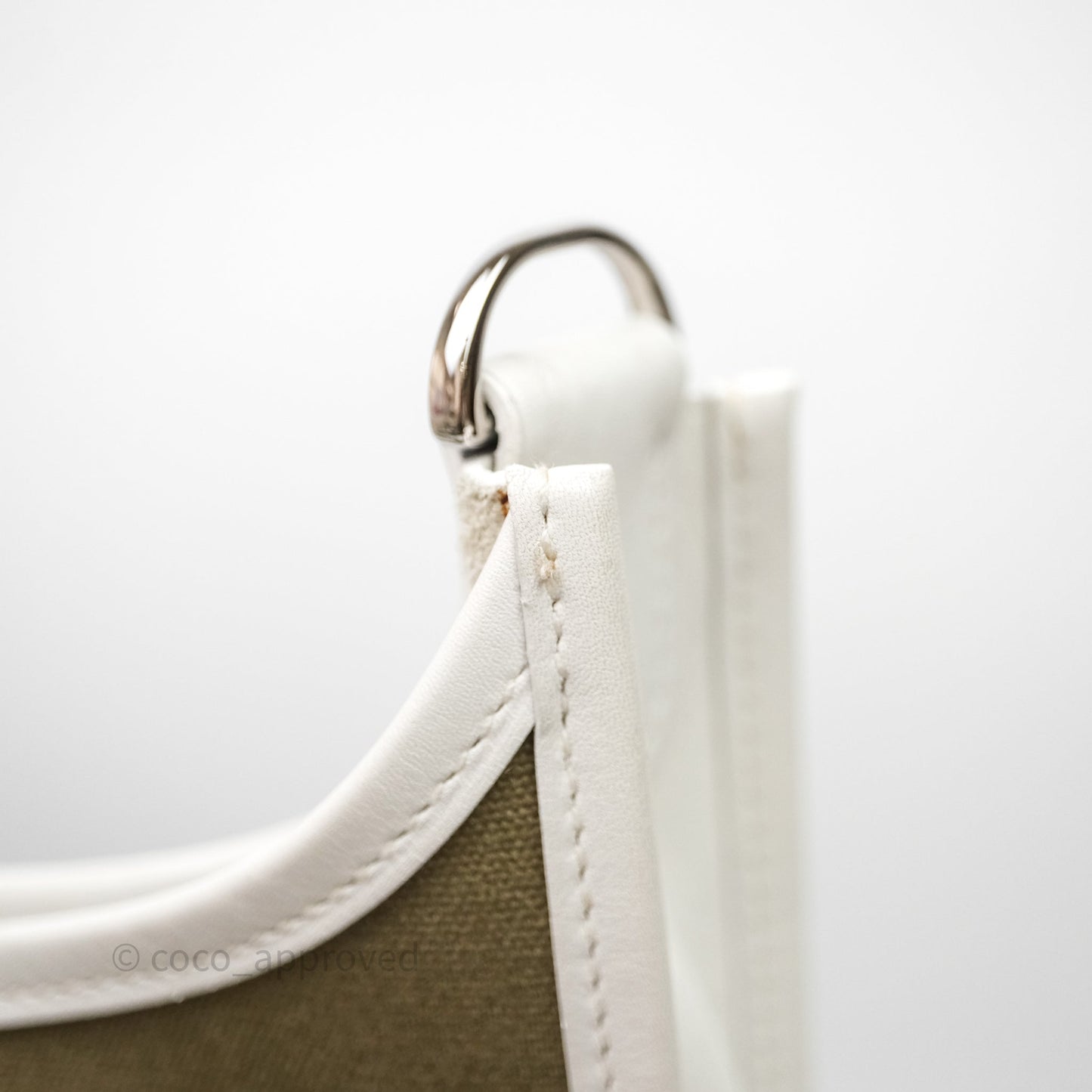 Hermes Evelyne III 29 Khaki/ White Palladium Hardware