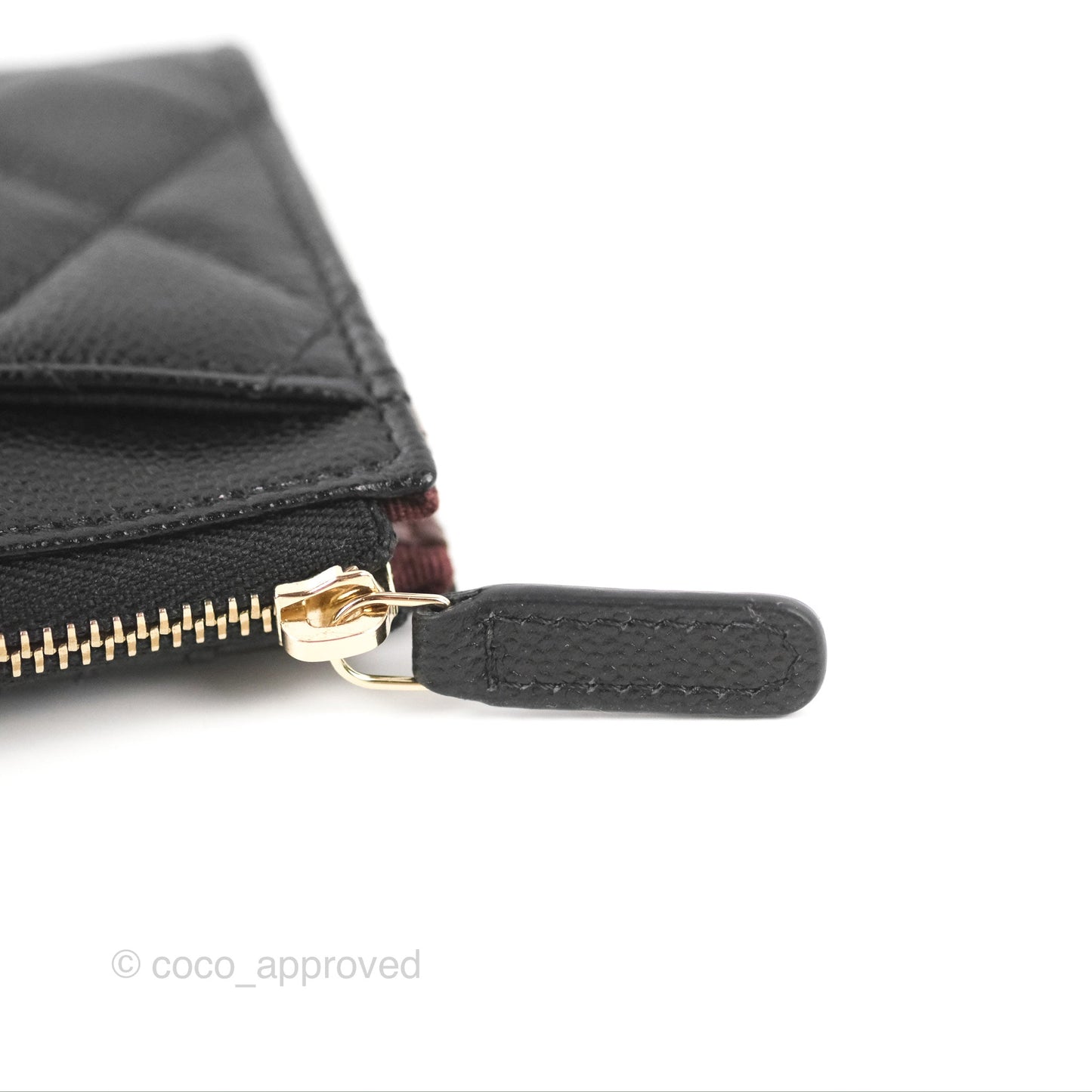 Chanel Quilted Zip Card Holder Black Caviar Gold Hardware 23S