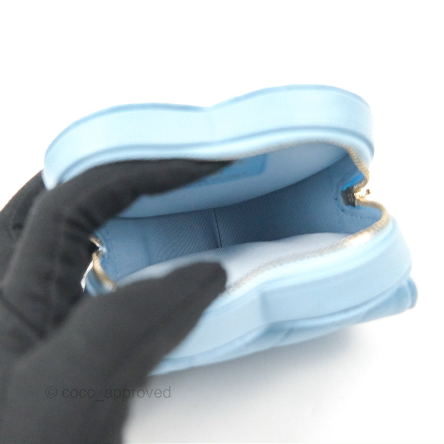 Chanel Mini Heart Belt Bag Blue Lambskin Gold Hardware 22S