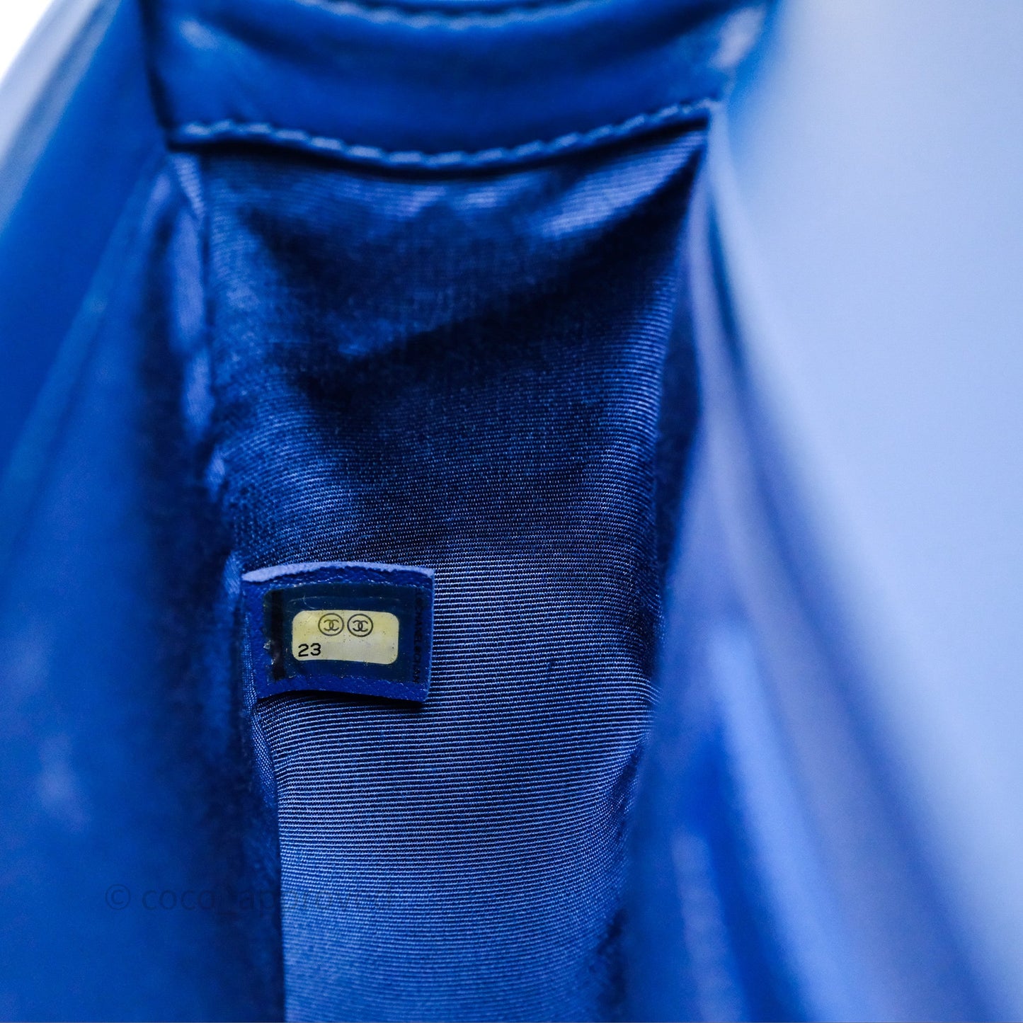 Chanel Quilted Medium Boy With Handle Blue Calfskin Aged Gold Hardware