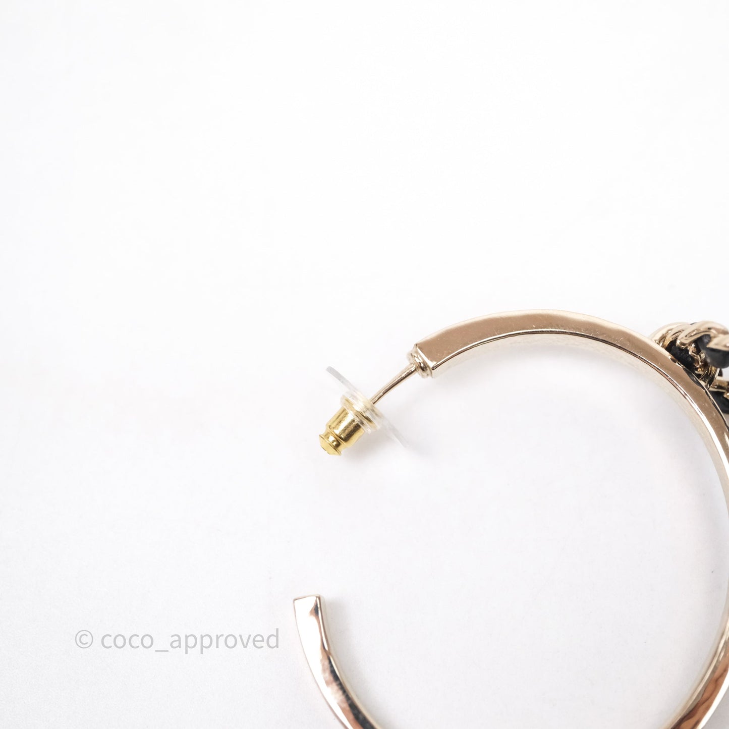 Chanel Turnlock Black Flap Bag Dangle Hoop Earrings