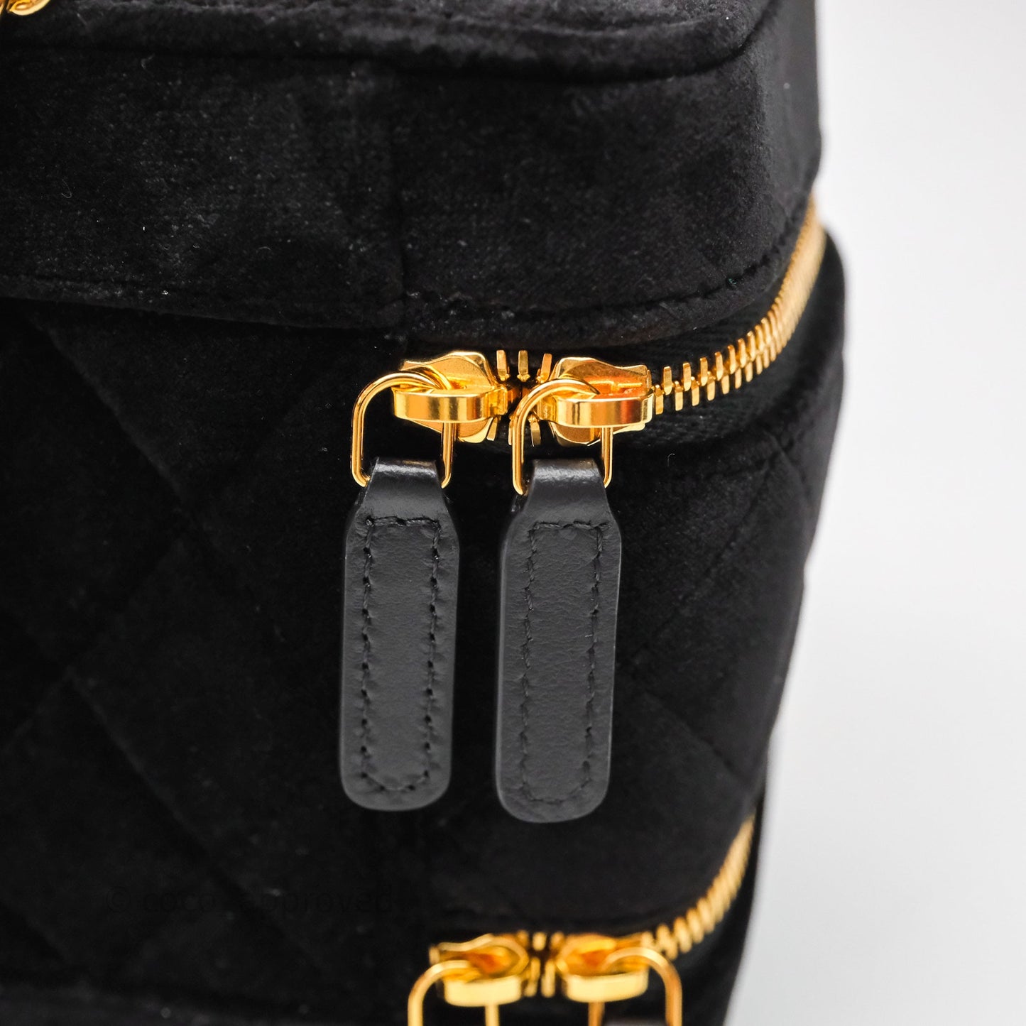 Chanel Top Handle Vanity With Chain Black Velvet Gold Hardware