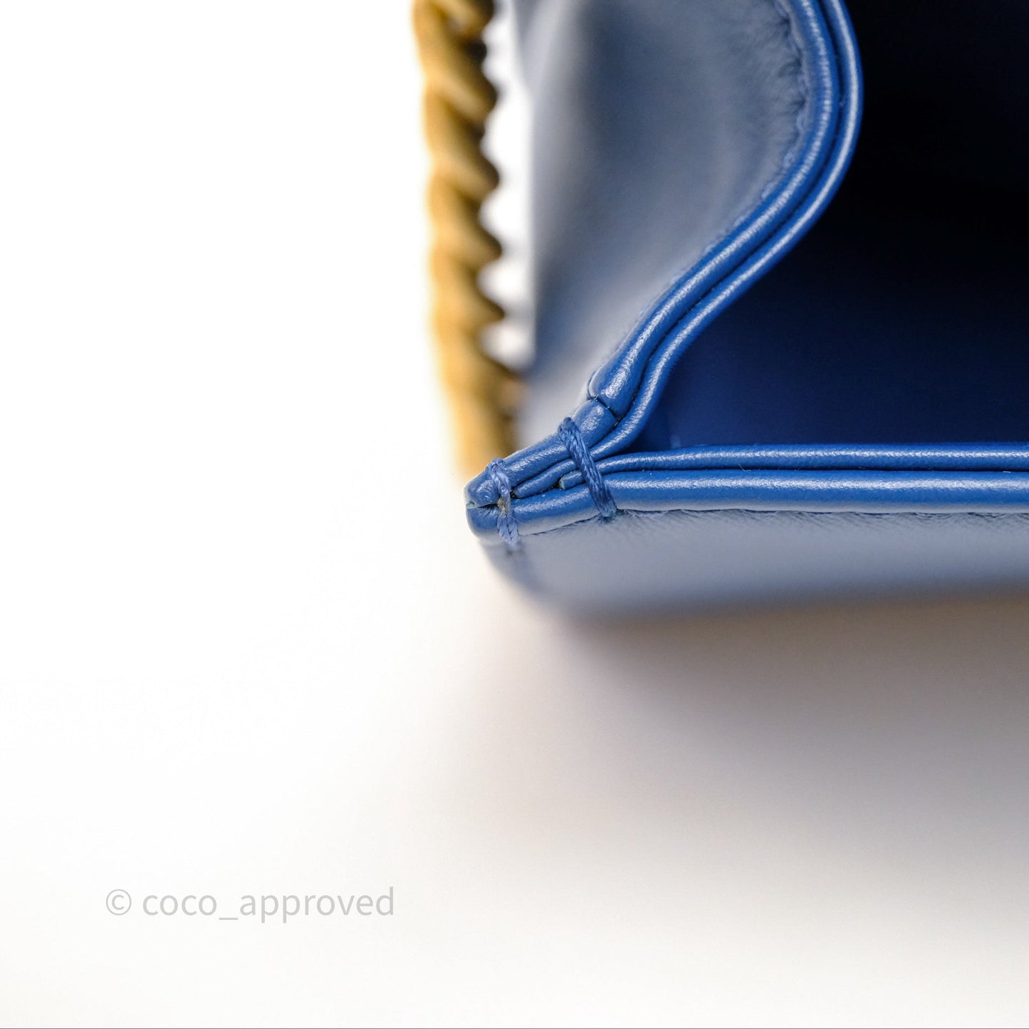 Chanel Quilted Medium Boy With Handle Blue Calfskin Aged Gold Hardware