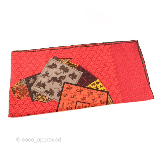 Hermes A Cheval Sur Mon Carre Shawl 140 Cashmere Silk Orange