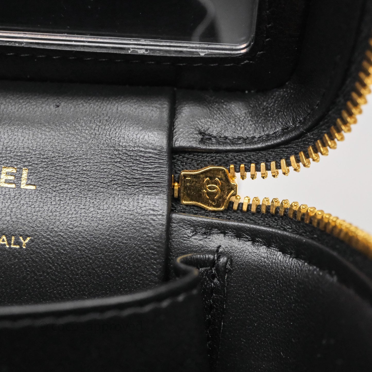 Chanel Top Handle Vanity With Chain Black Velvet Gold Hardware