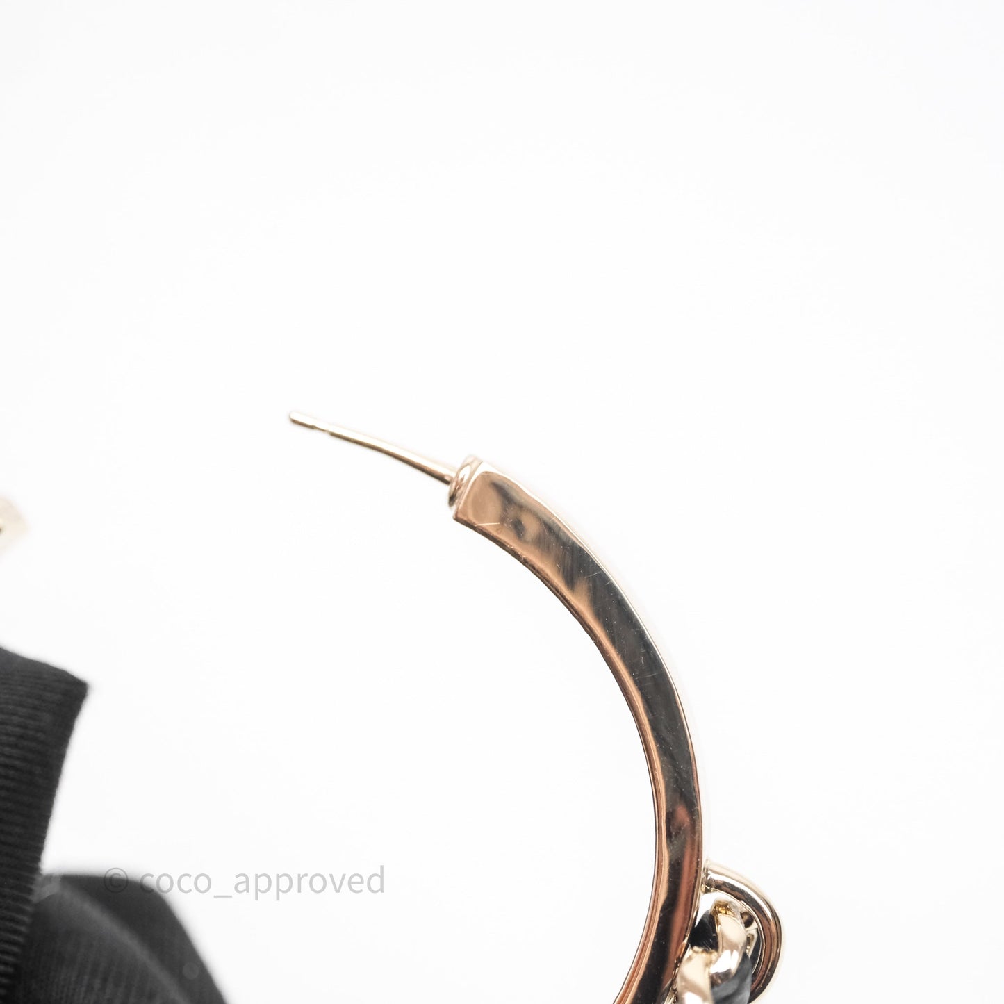 Chanel Turnlock Black Flap Bag Dangle Hoop Earrings