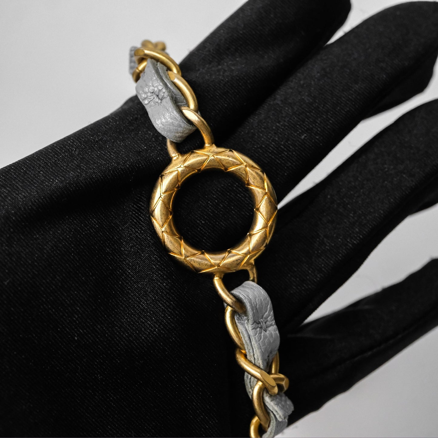 Chanel Wallet On Chain WOC Adjustable CC Chain Grey Iridescent Caviar Aged Gold Hardware