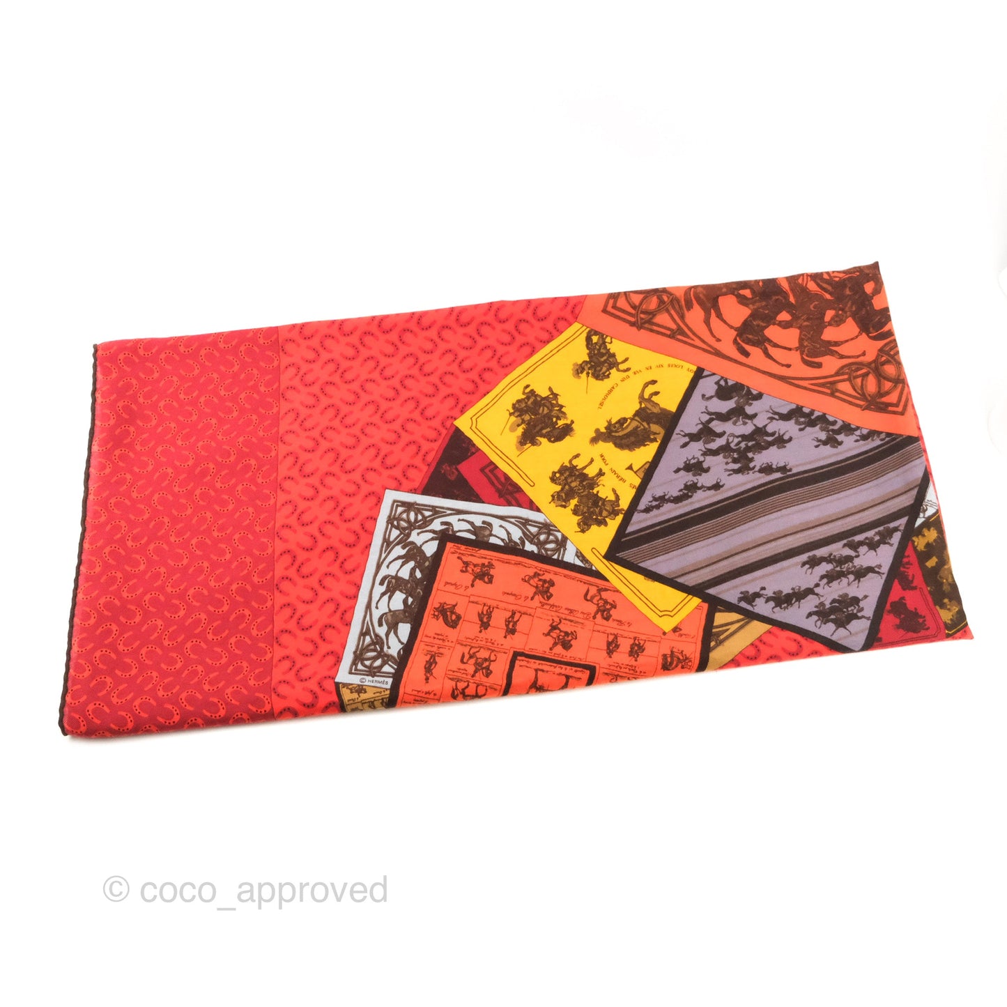 Hermes A Cheval Sur Mon Carre Shawl 140 Cashmere Silk Orange