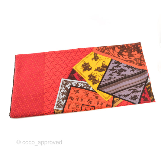 Hermes A Cheval Sur Mon Carre Shawl 140 Cashmere Silk Orange