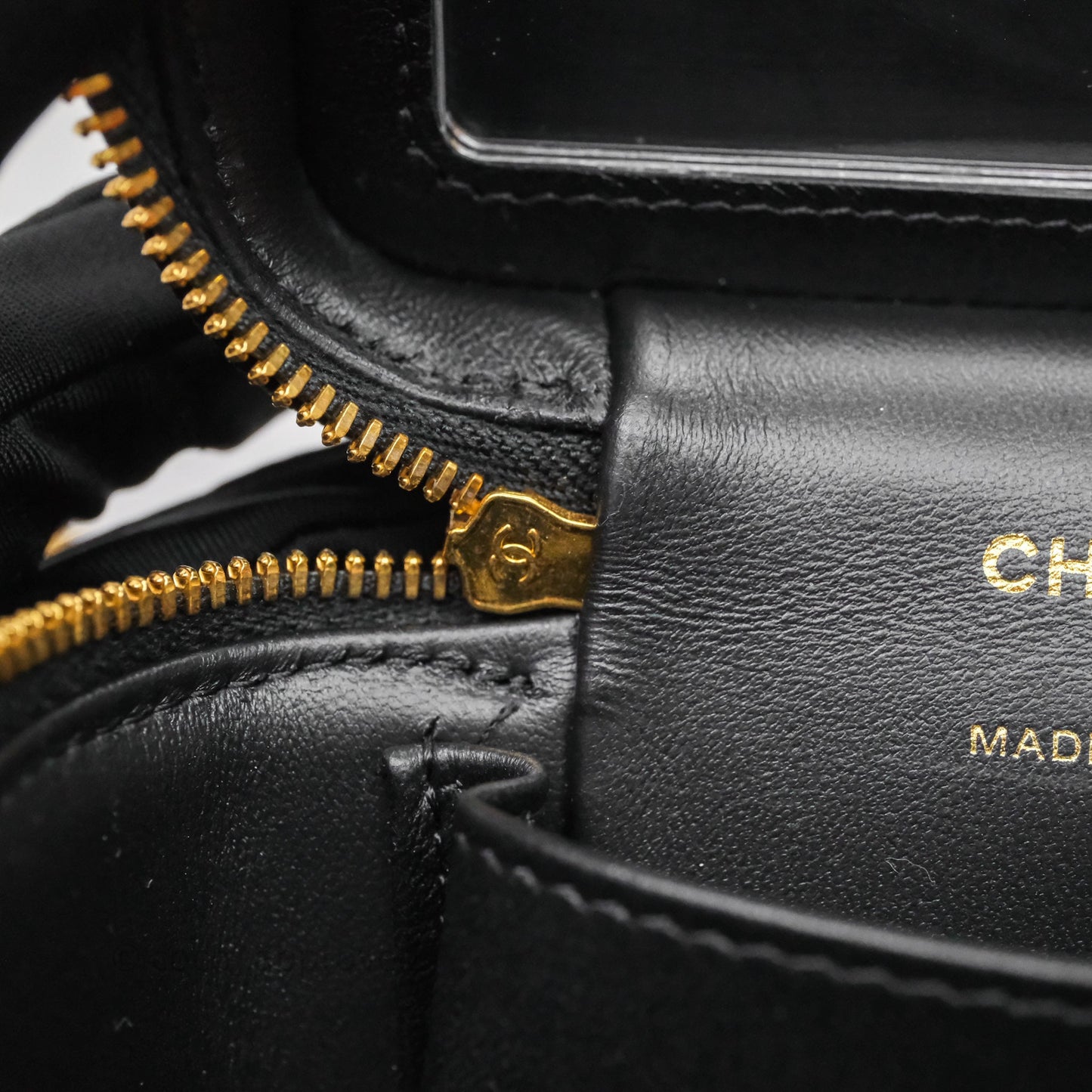 Chanel Top Handle Vanity With Chain Black Velvet Gold Hardware