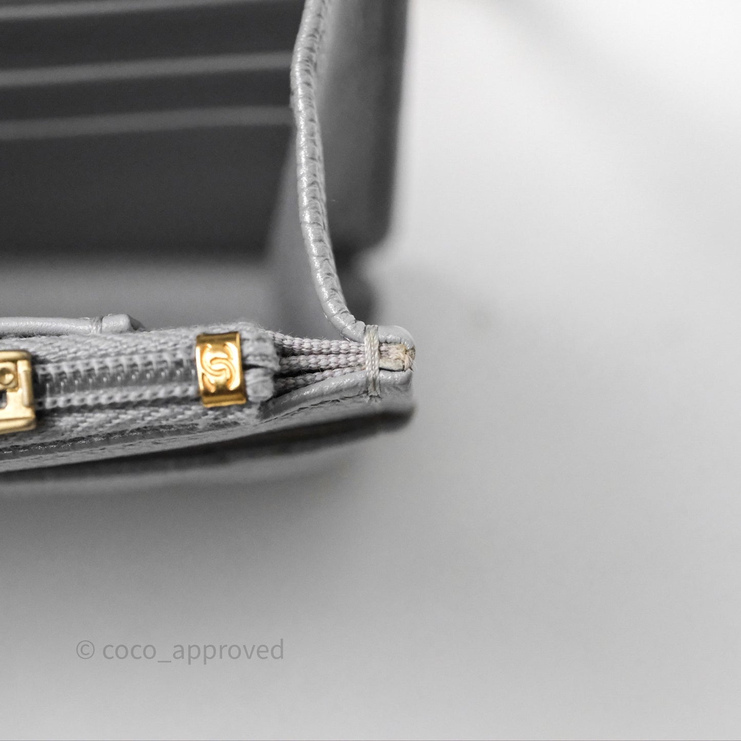 Chanel Wallet On Chain WOC Adjustable CC Chain Grey Iridescent Caviar Aged Gold Hardware