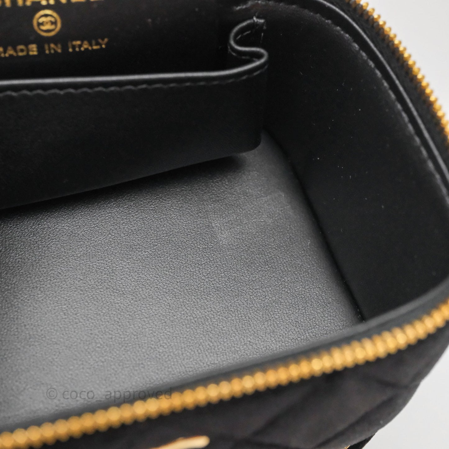 Chanel Top Handle Vanity With Chain Black Velvet Gold Hardware