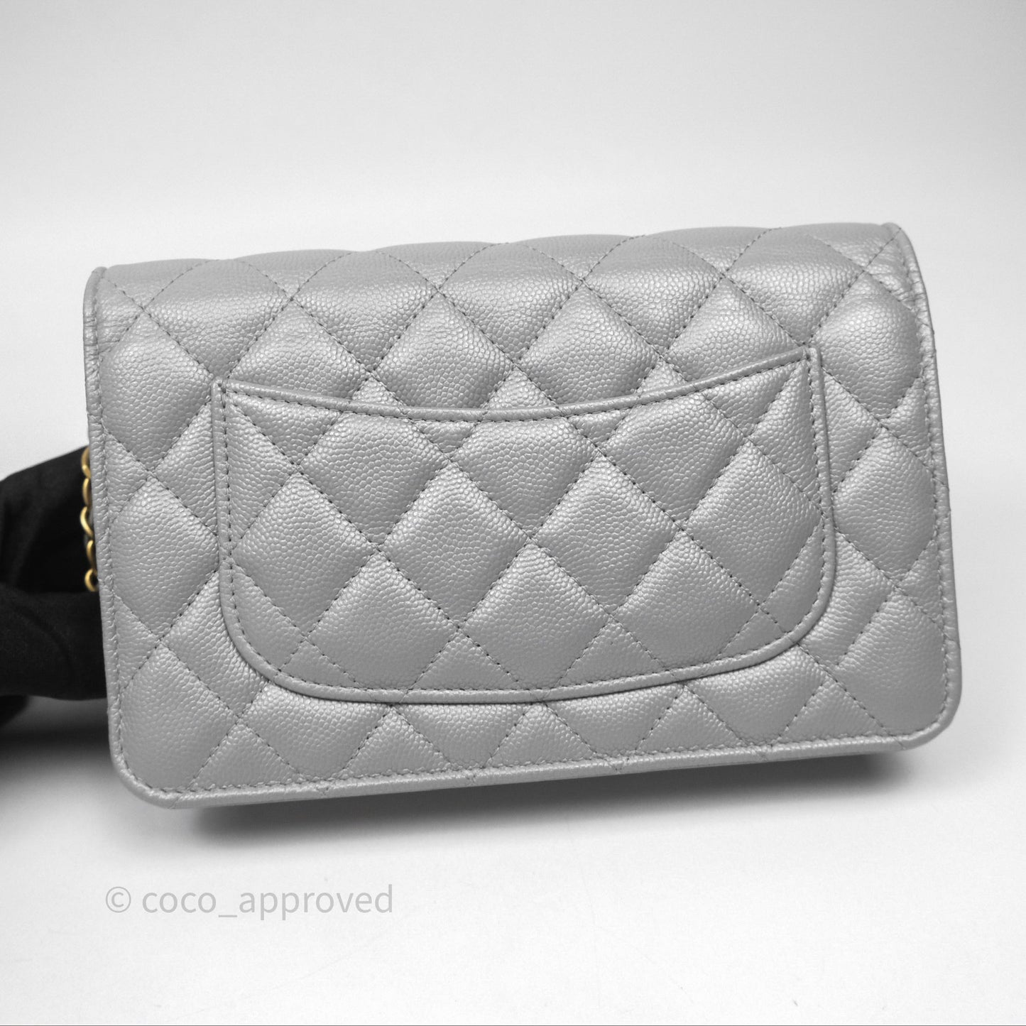 Chanel Wallet On Chain WOC Adjustable CC Chain Grey Iridescent Caviar Aged Gold Hardware