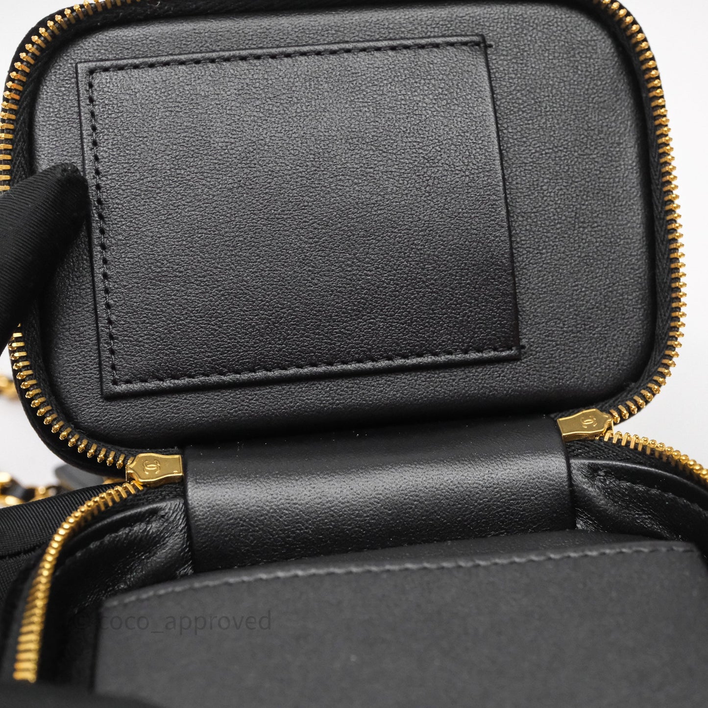 Chanel Top Handle Vanity With Chain Black Velvet Gold Hardware