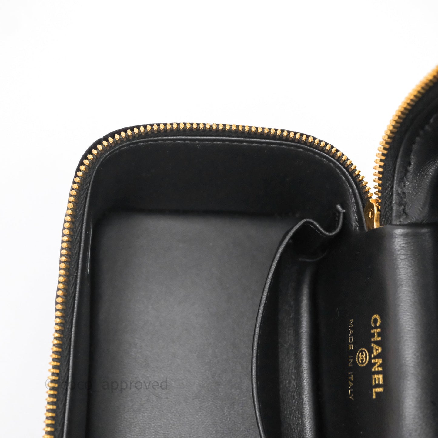 Chanel Top Handle Vanity With Chain Black Velvet Gold Hardware