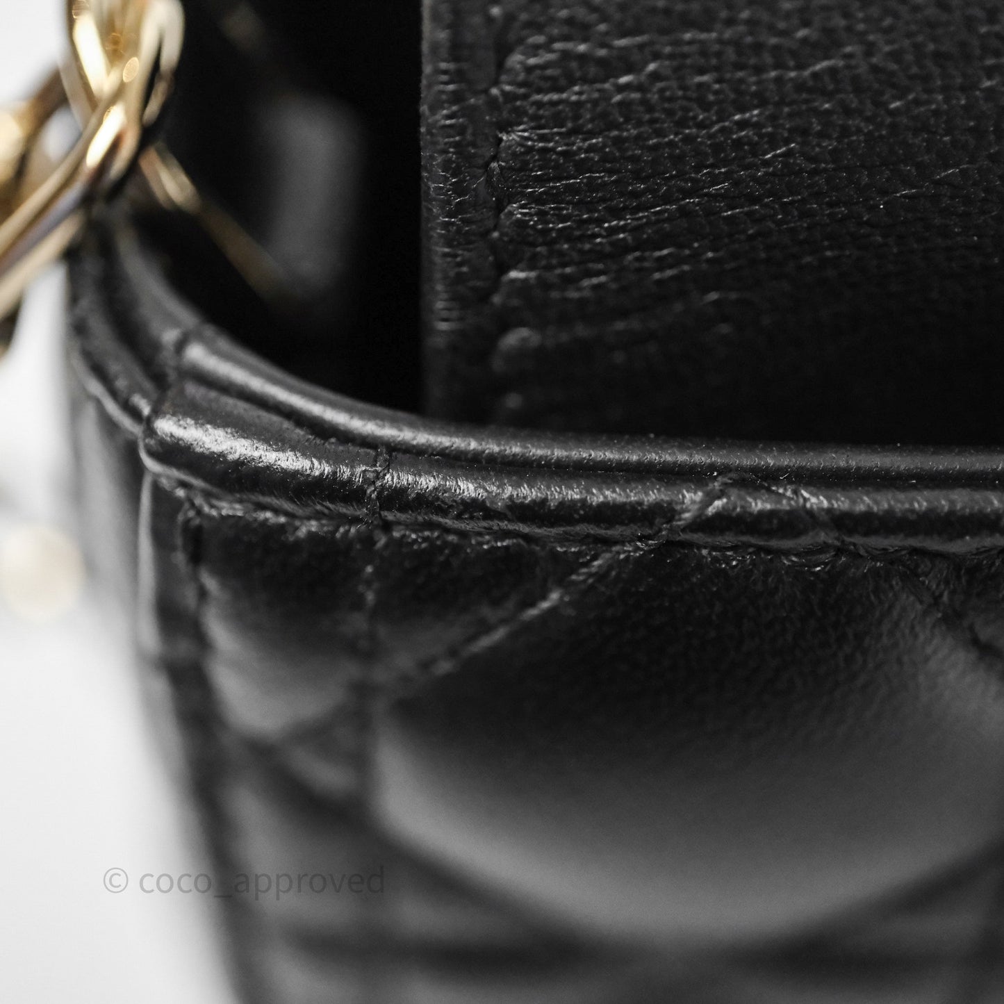 Christian Dior Small Lady D-Joy Bag Black Lambskin Cannage Gold Hardware