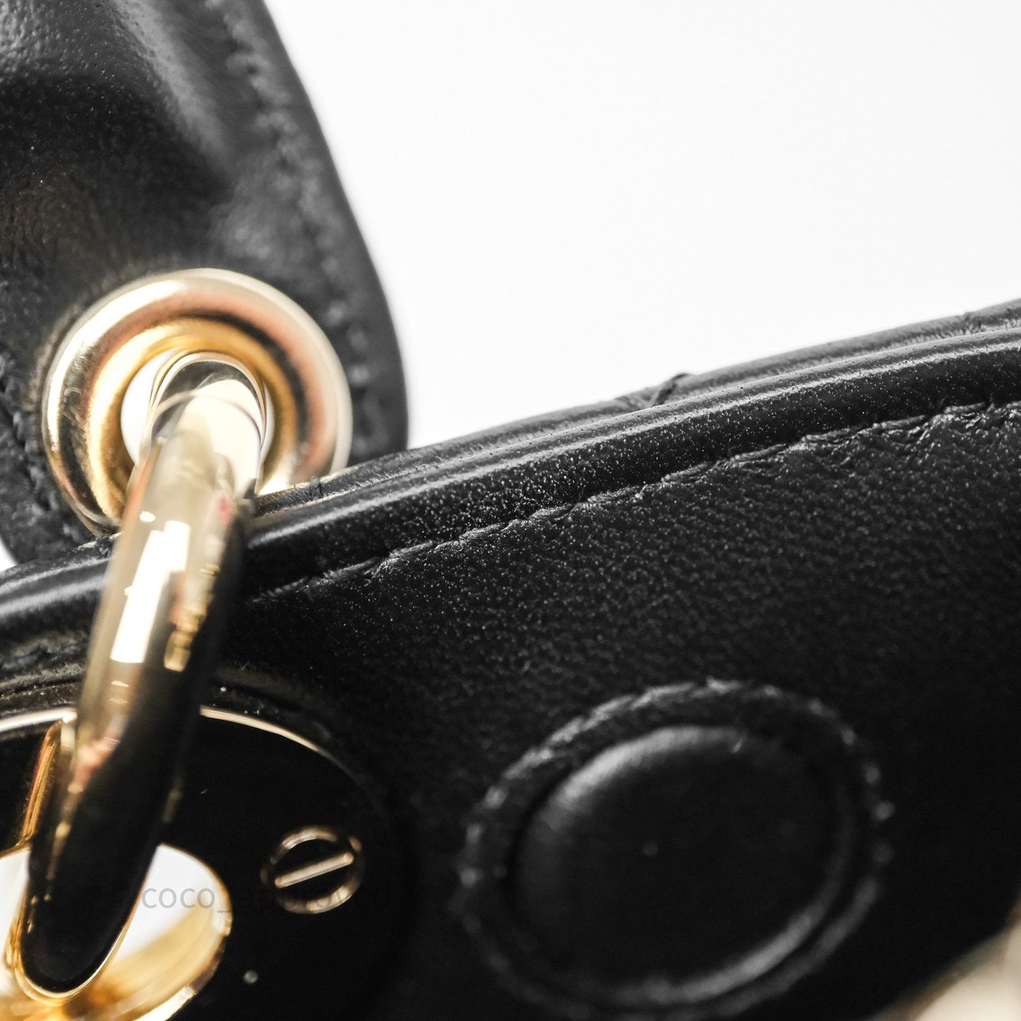 Christian Dior Small Lady D-Joy Bag Black Lambskin Cannage Gold Hardware