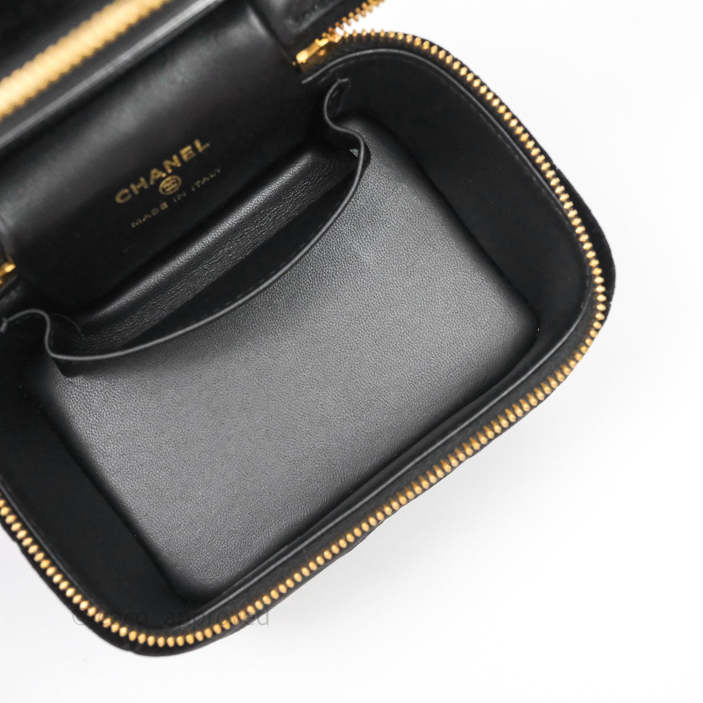 Chanel Top Handle Vanity With Chain Black Velvet Gold Hardware