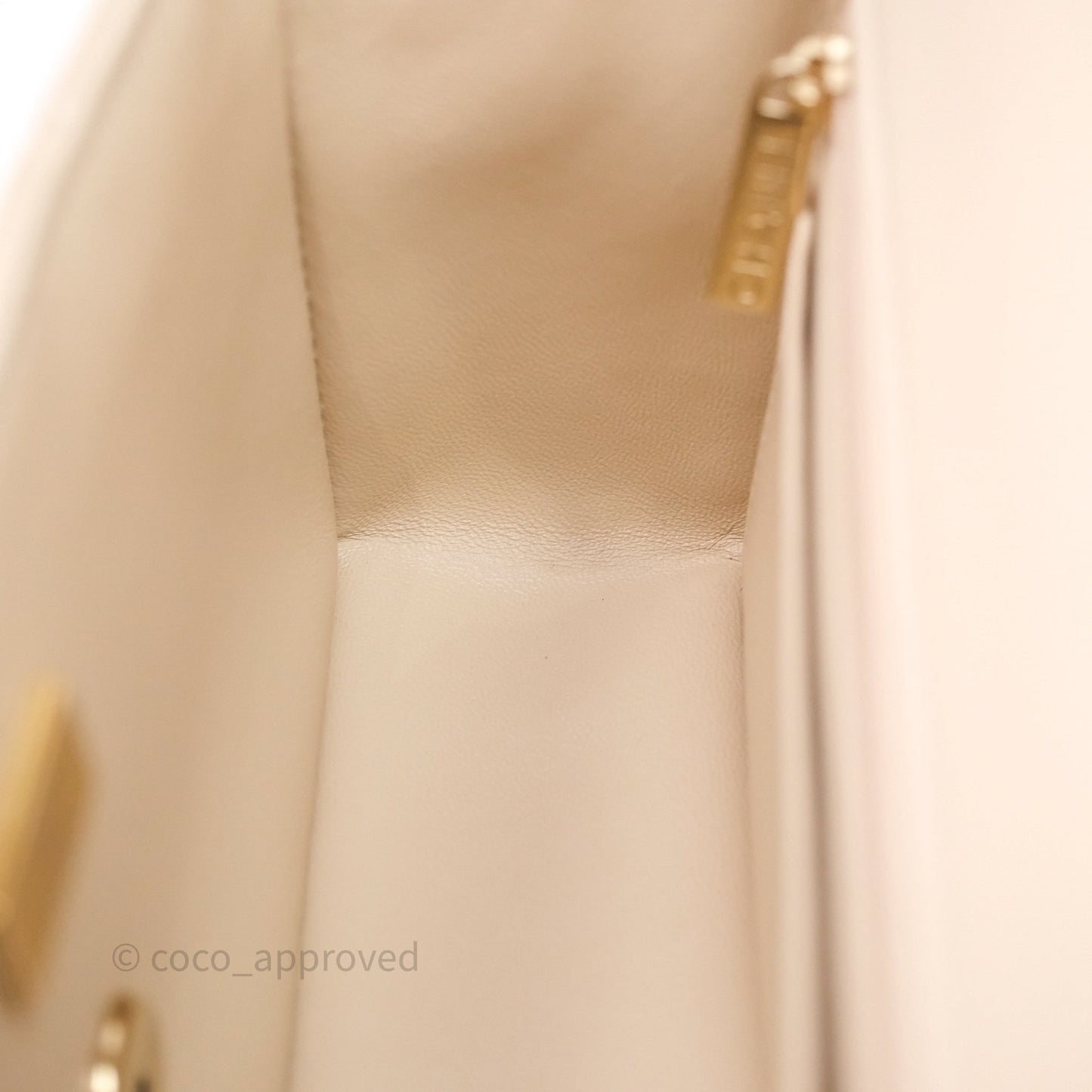 Chanel Top Handle Mini Rectangular Flap Beige Lambskin Gold Hardware