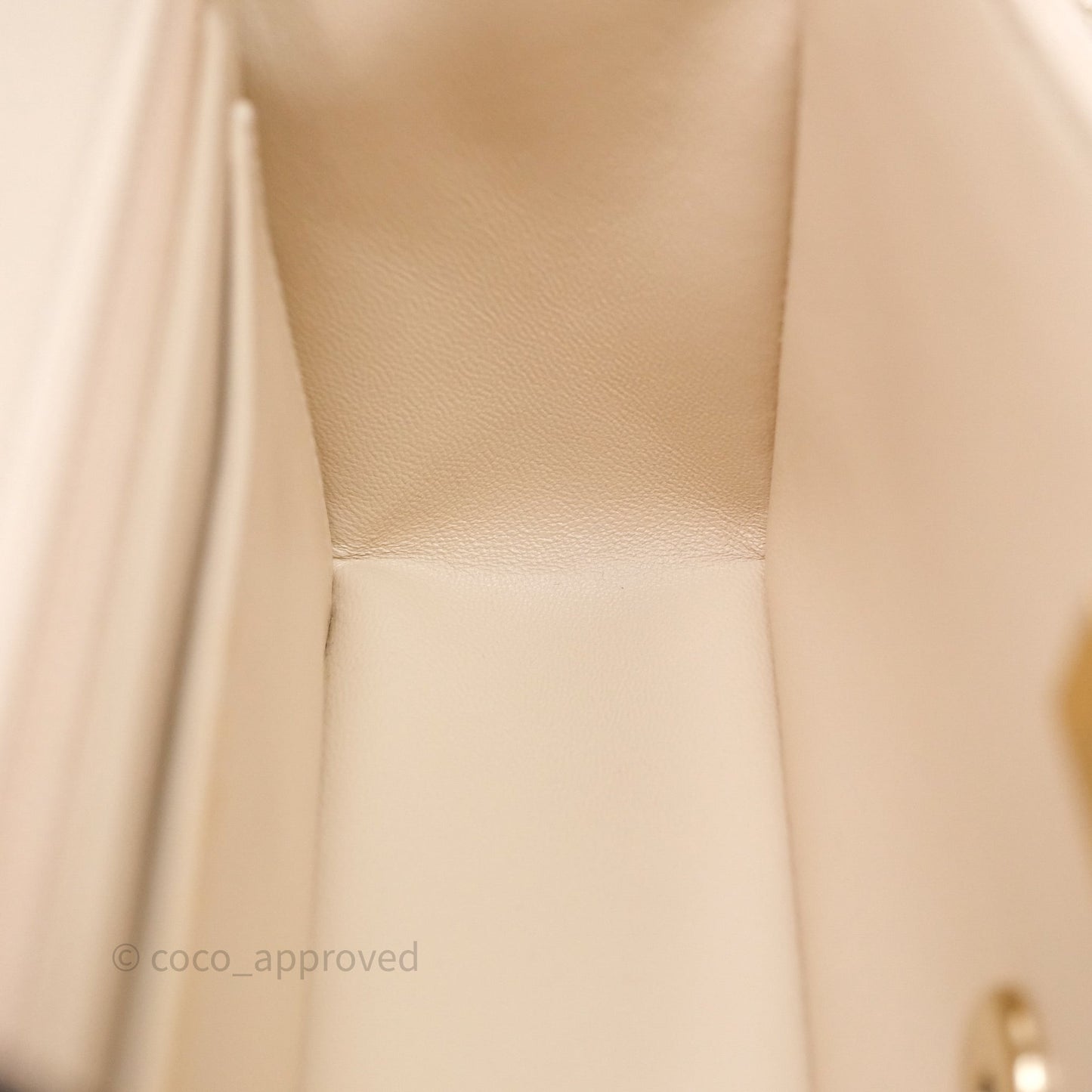 Chanel Top Handle Mini Rectangular Flap Beige Lambskin Gold Hardware
