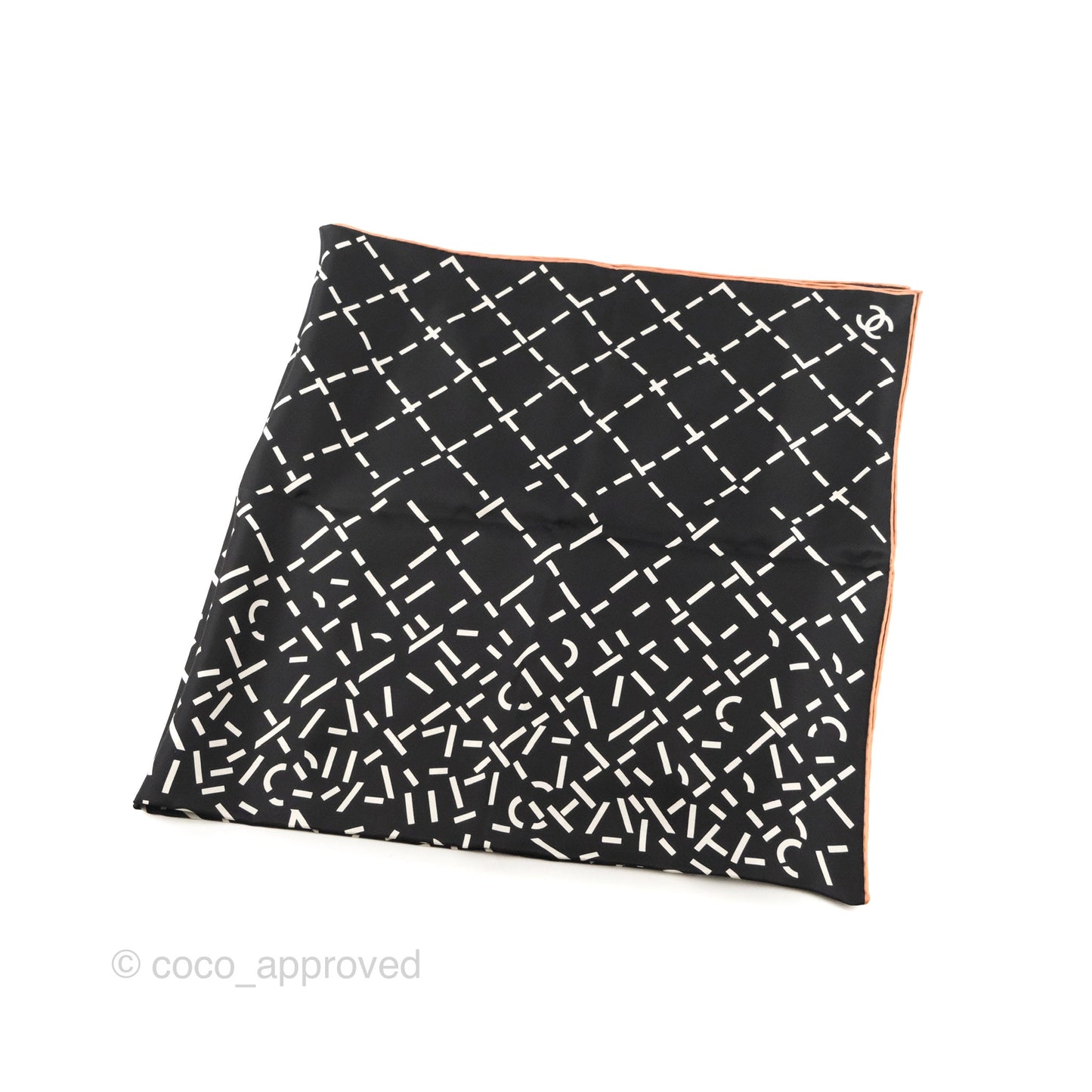 Chanel CC Silk Square Scarf 90 Black/White