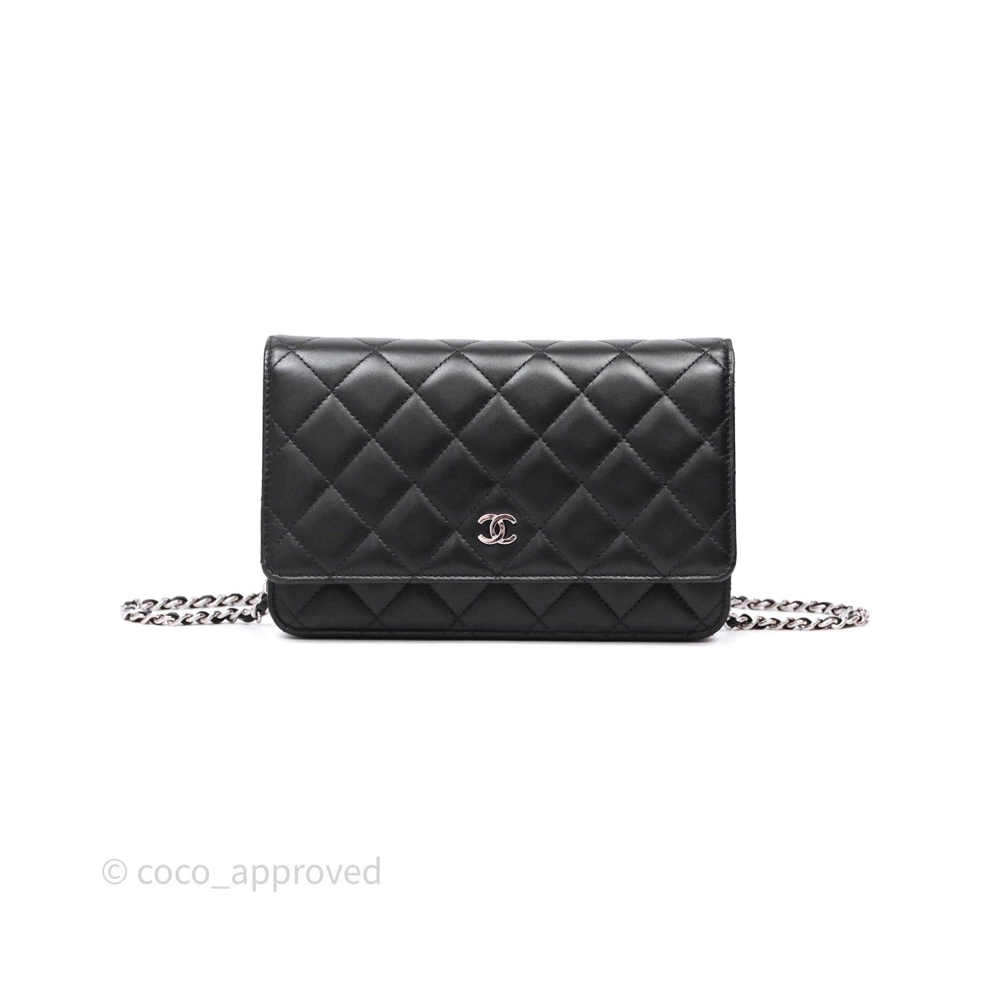 Chanel Quilted WOC Black Lambskin Silver Hardware