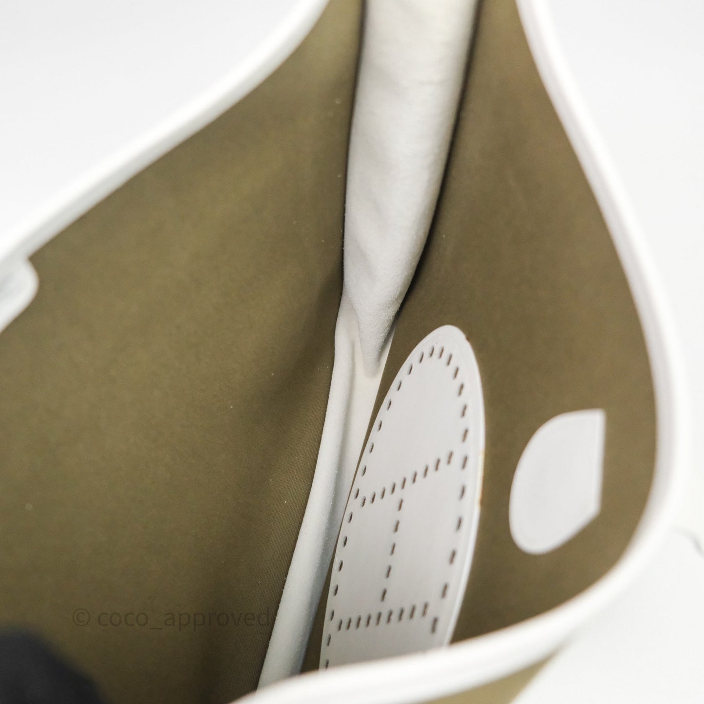 Hermes Evelyne III 29 Khaki/ White Palladium Hardware