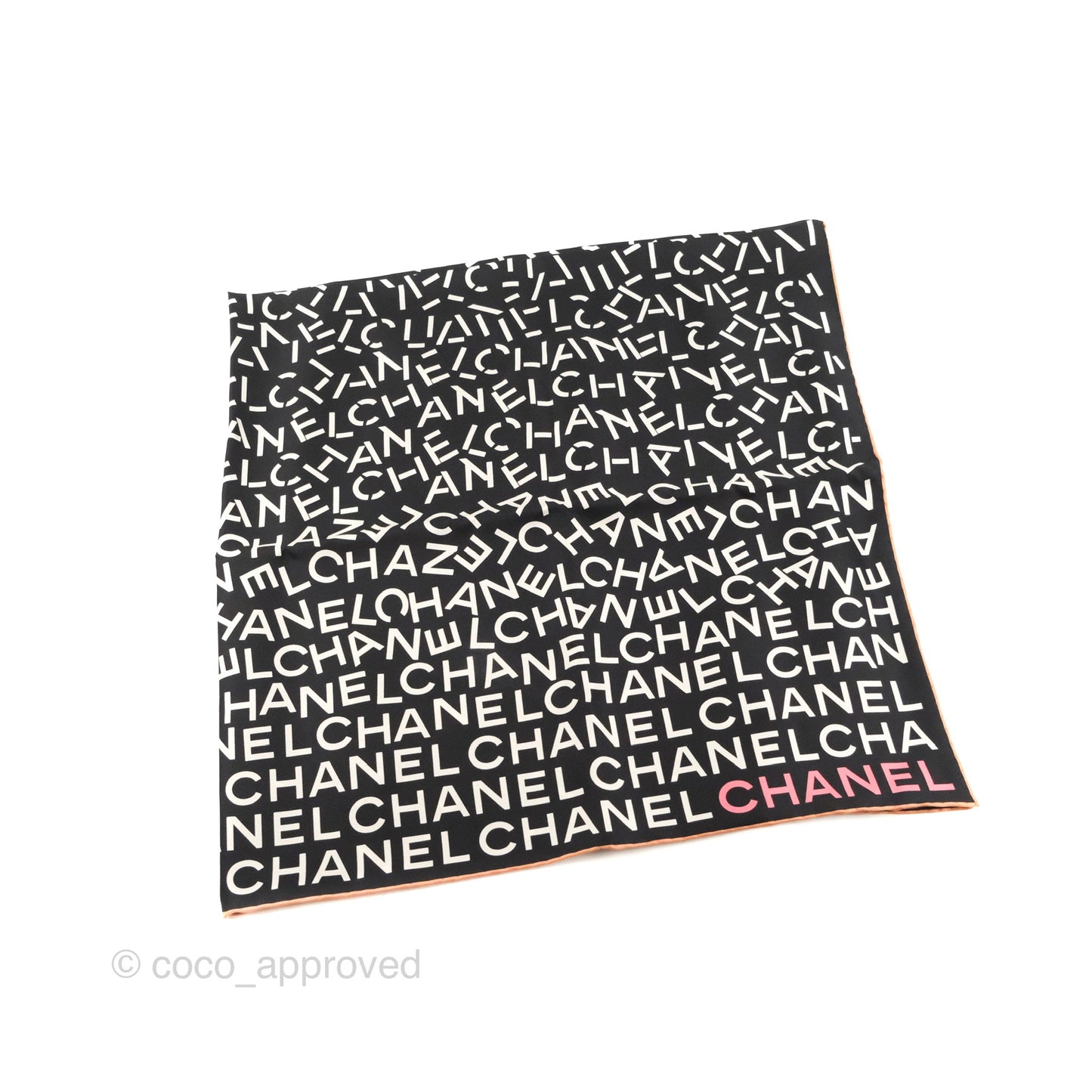 Chanel CC Silk Square Scarf 90 Black/White