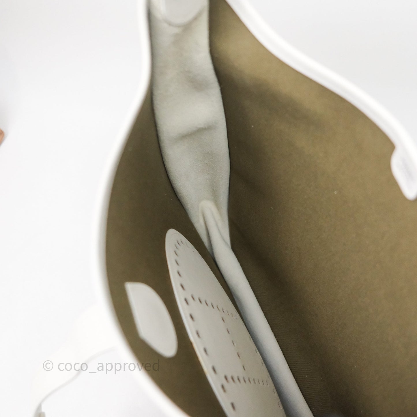 Hermes Evelyne III 29 Khaki/ White Palladium Hardware