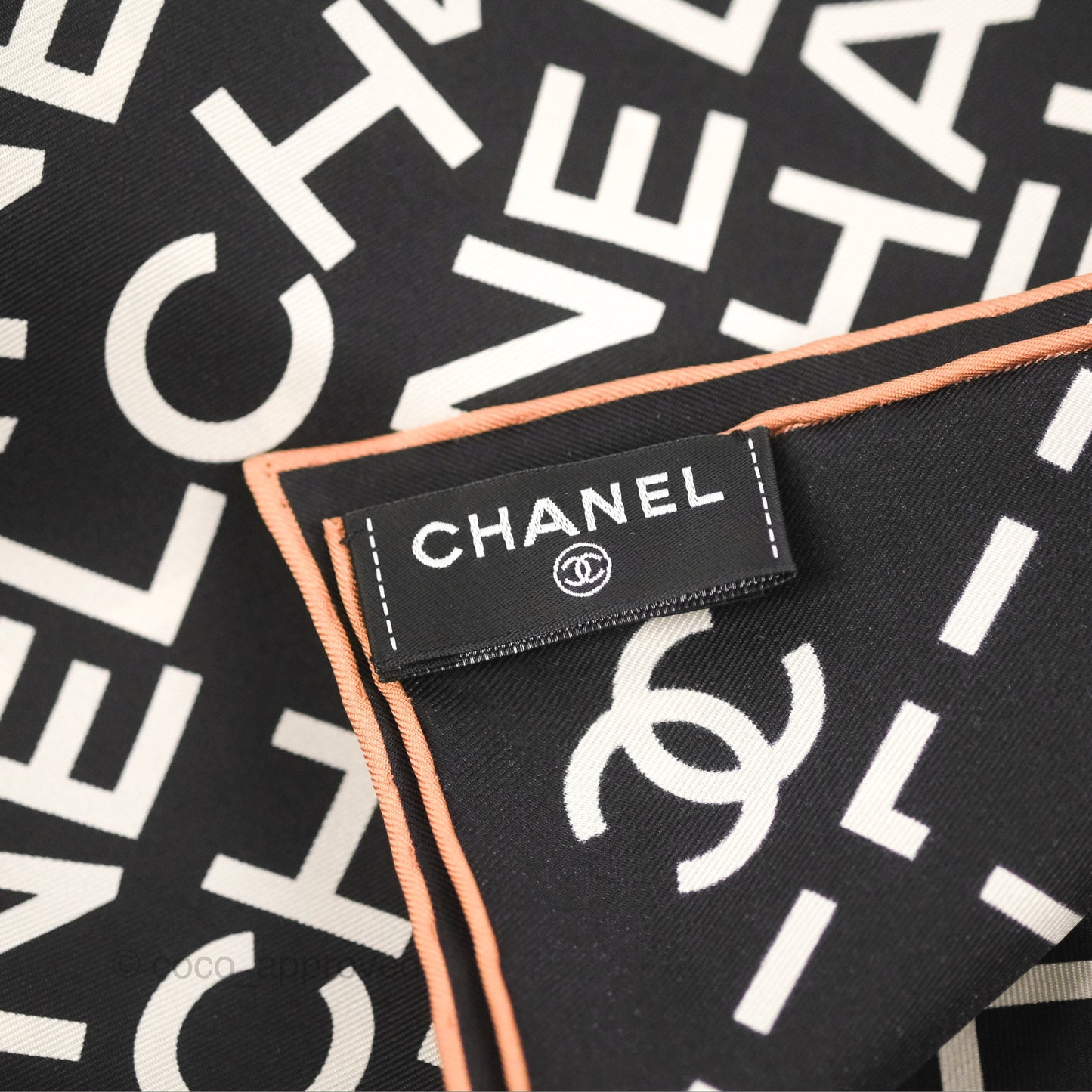 Chanel CC Silk Square Scarf 90 Black/White