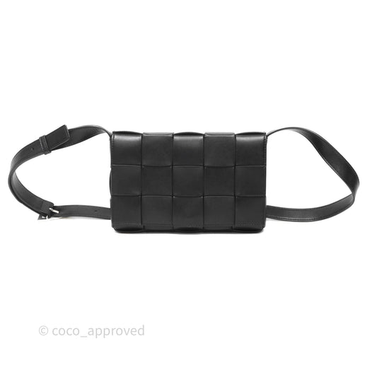 Bottega Veneta Cassette Shoulder Bag Intrecciato Black