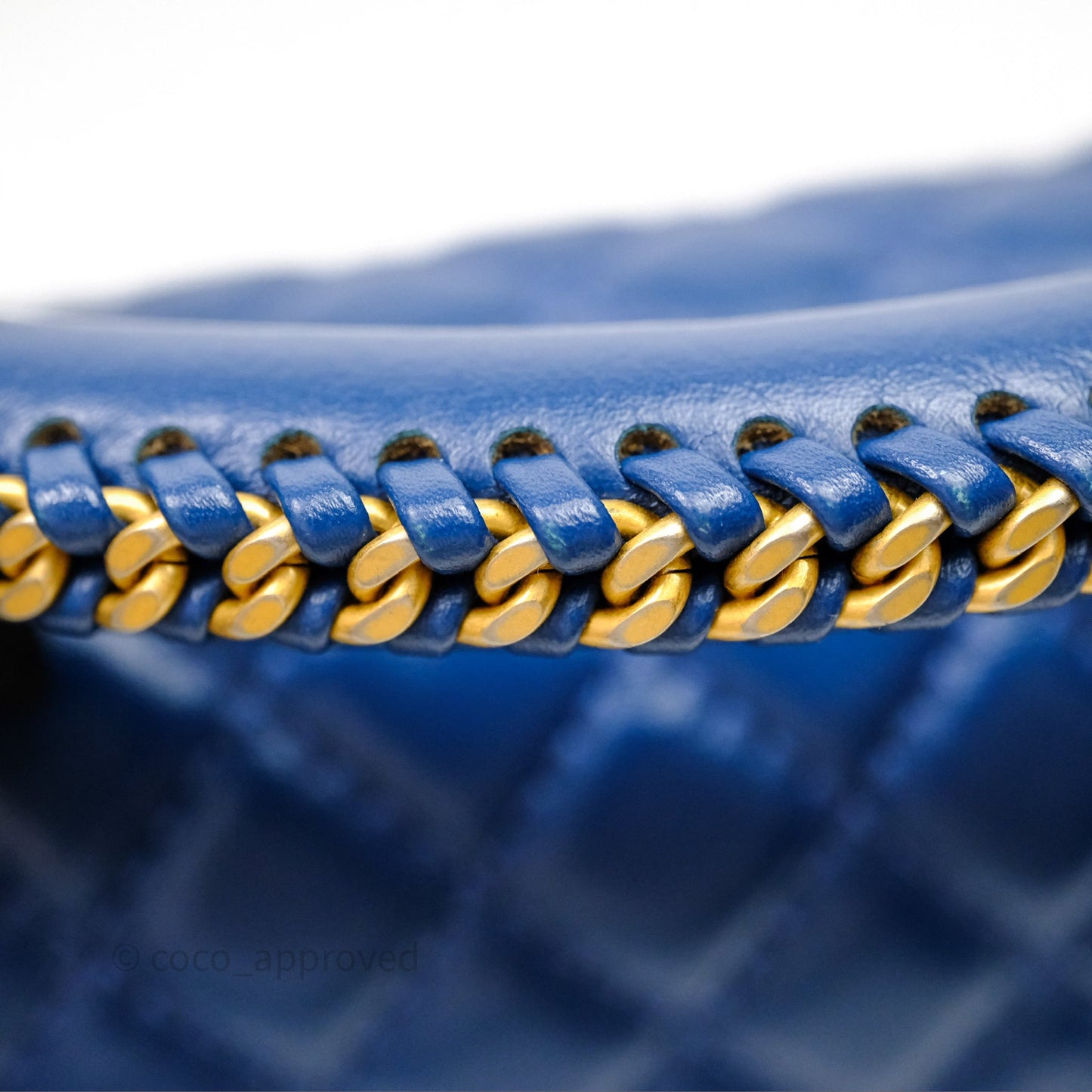 Chanel Quilted Medium Boy With Handle Blue Calfskin Aged Gold Hardware