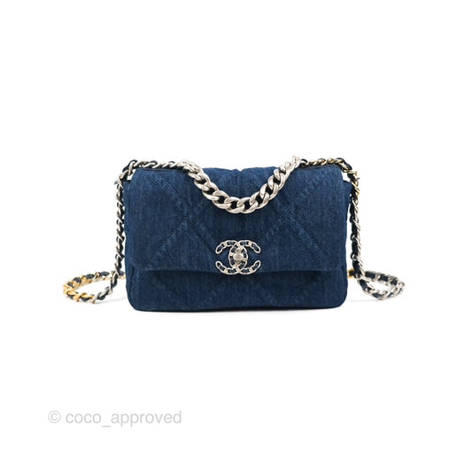 Chanel 19 Small Denim Fabric Mixed Hardware 22P