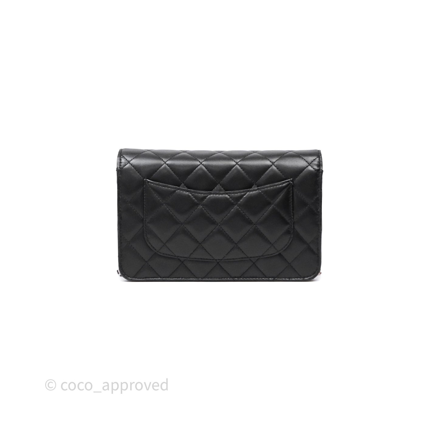 Chanel Quilted WOC Black Lambskin Silver Hardware