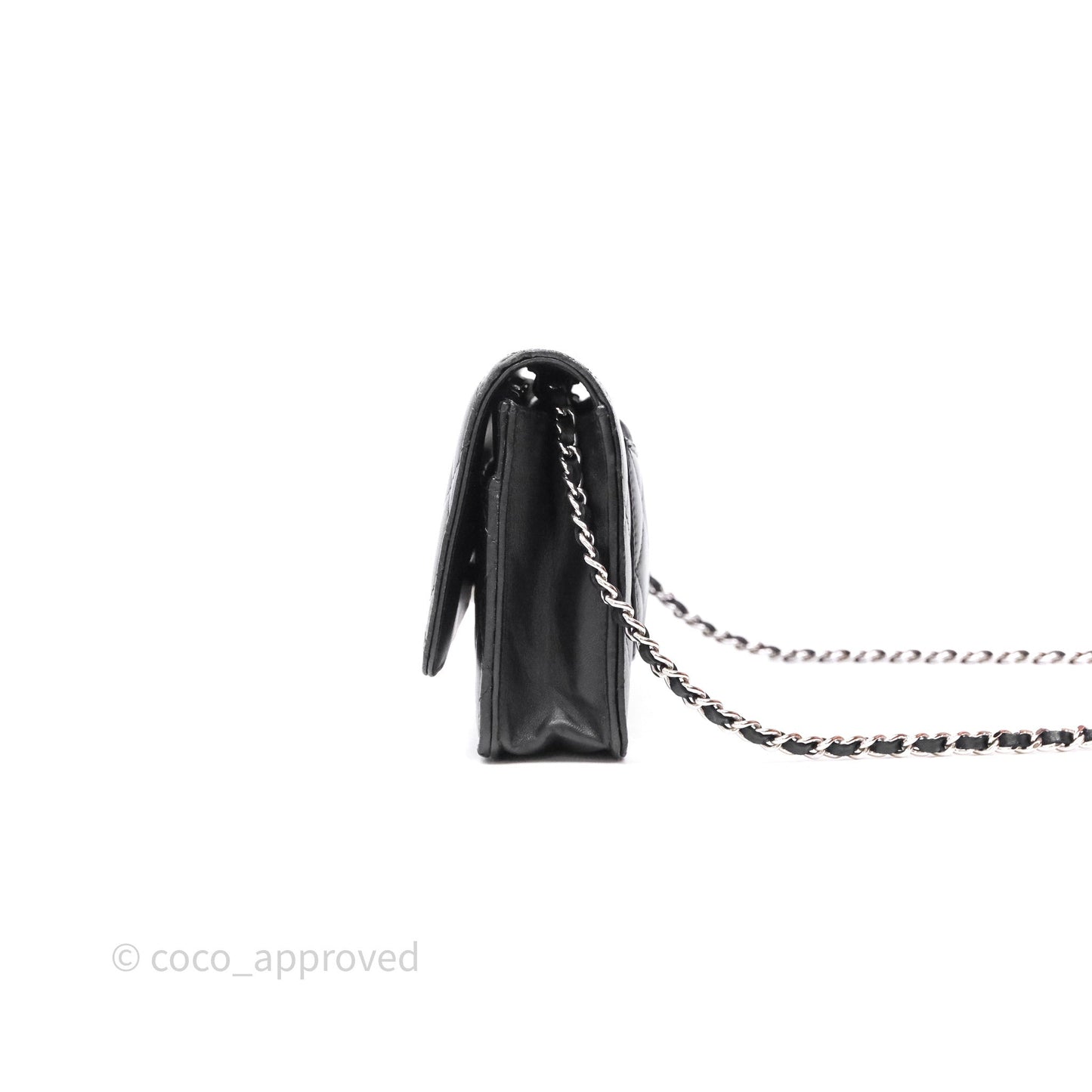 Chanel Quilted WOC Black Lambskin Silver Hardware