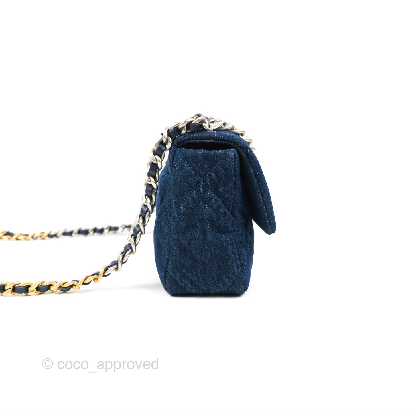 Chanel 19 Small Denim Fabric Mixed Hardware 22P