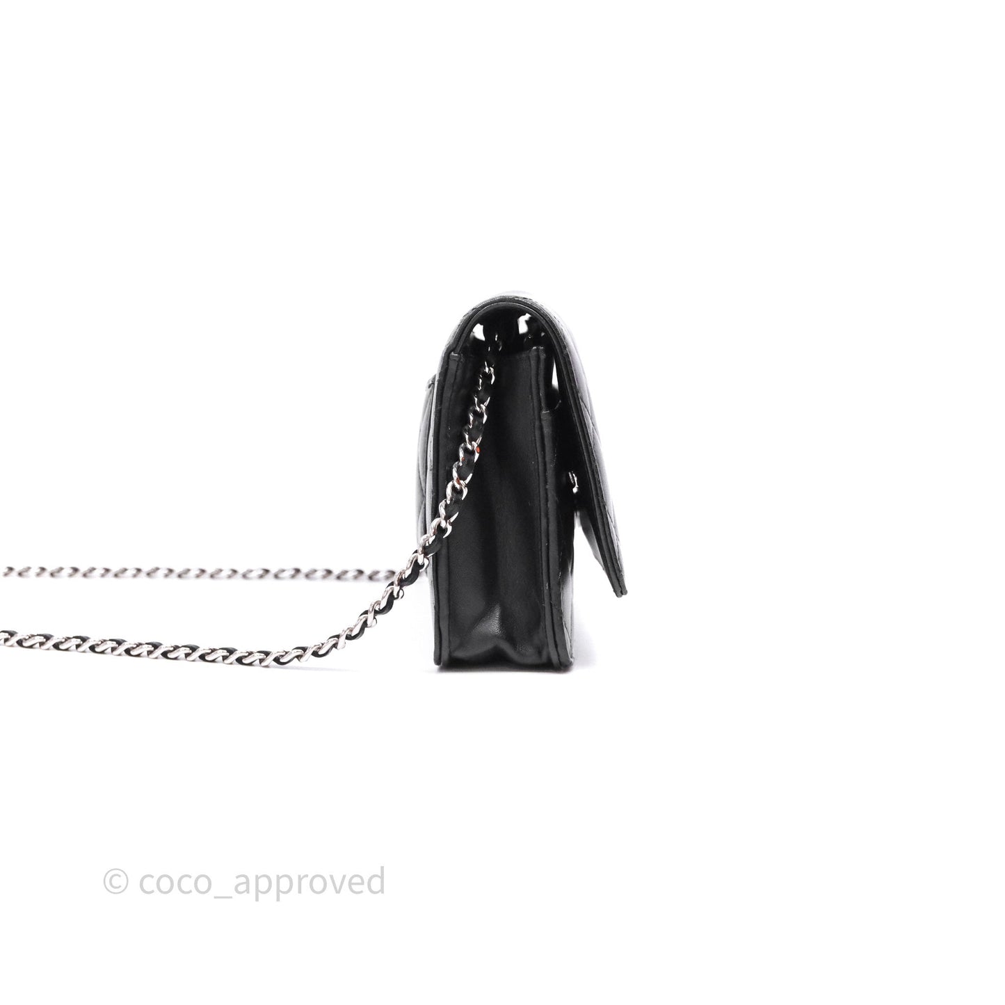 Chanel Quilted WOC Black Lambskin Silver Hardware