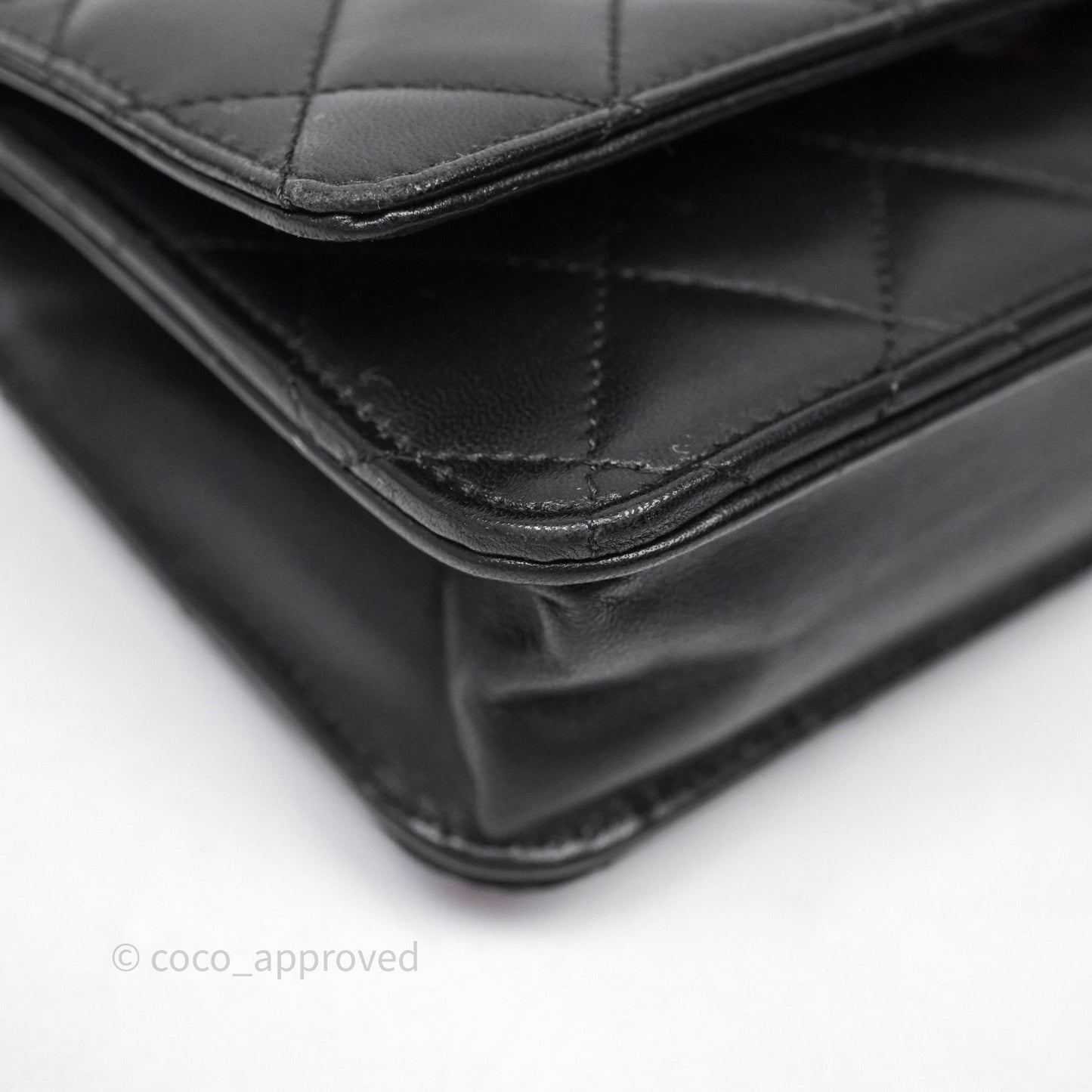 Chanel Quilted WOC Black Lambskin Silver Hardware