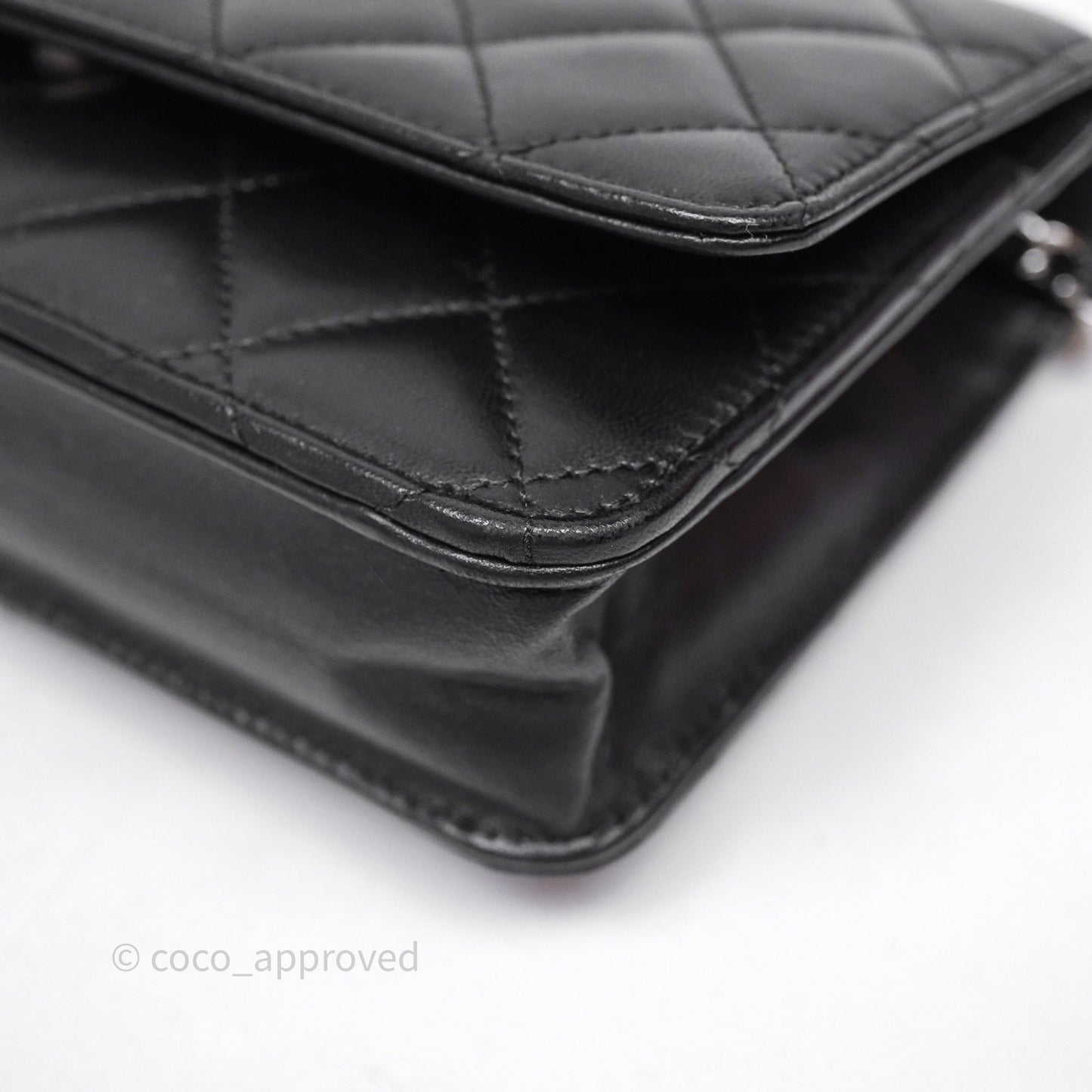 Chanel Quilted WOC Black Lambskin Silver Hardware