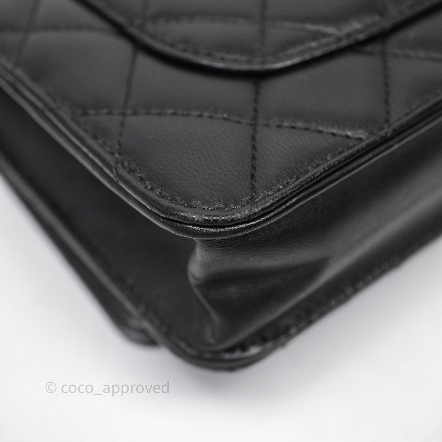 Chanel Quilted WOC Black Lambskin Silver Hardware