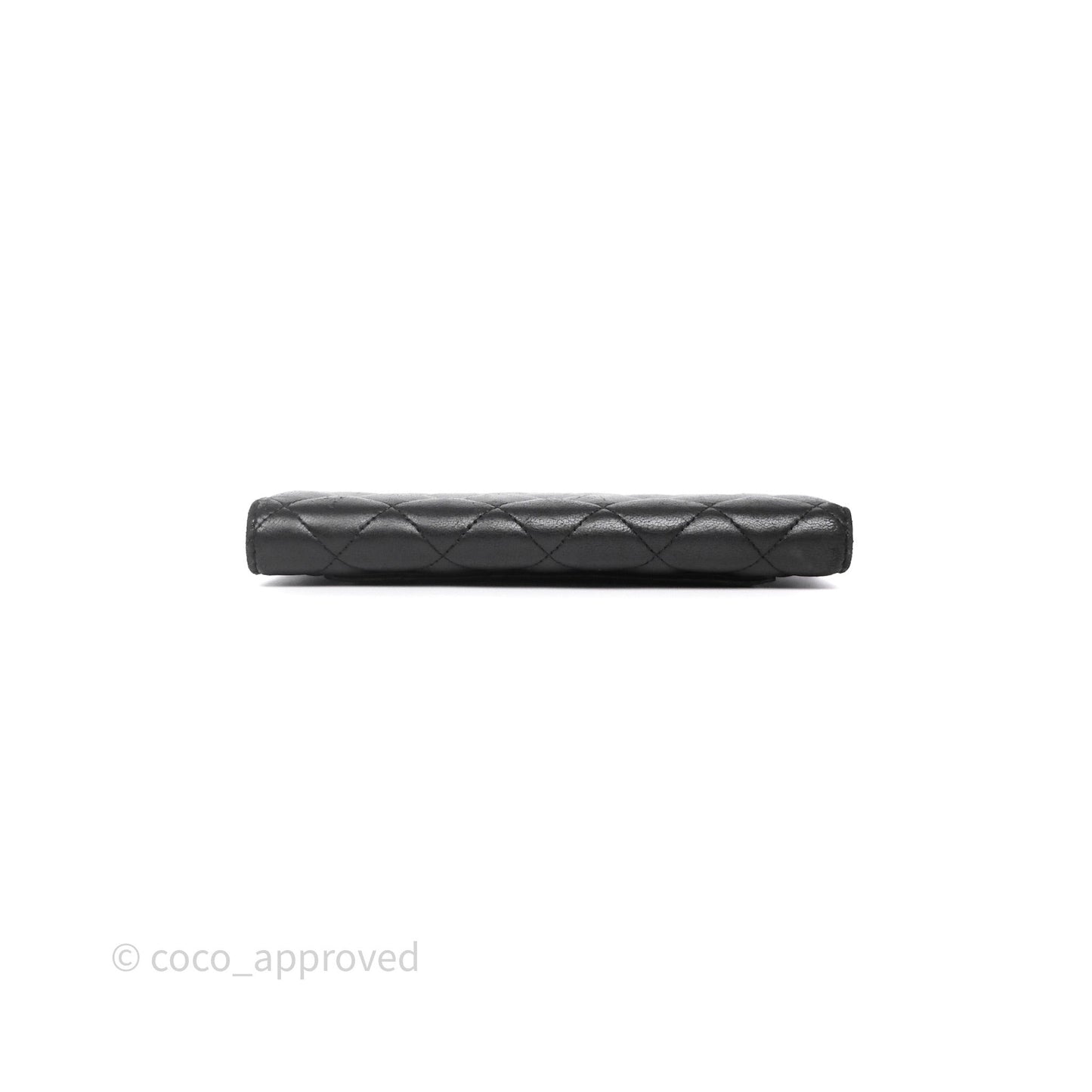 Chanel Classic Quilted Long Wallet Black Lambskin Silver Hardware