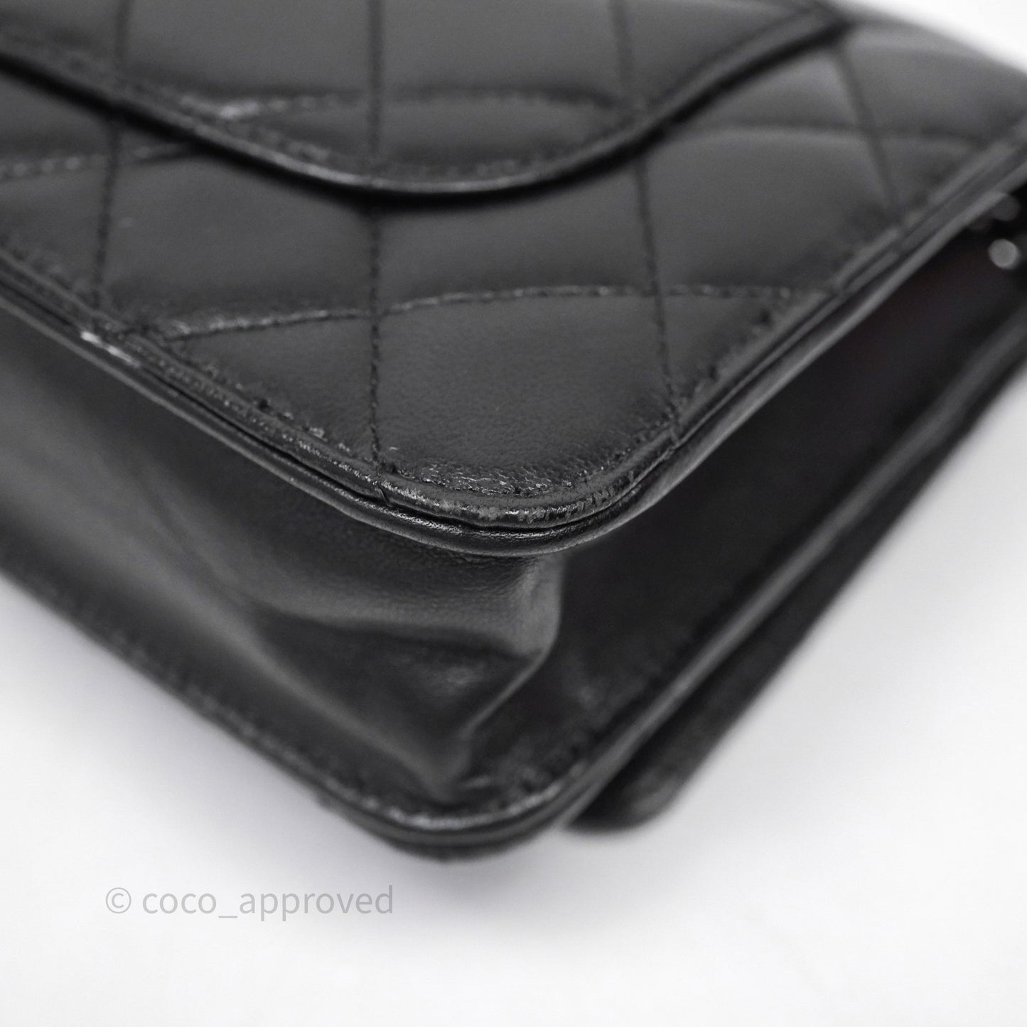 Chanel Quilted WOC Black Lambskin Silver Hardware