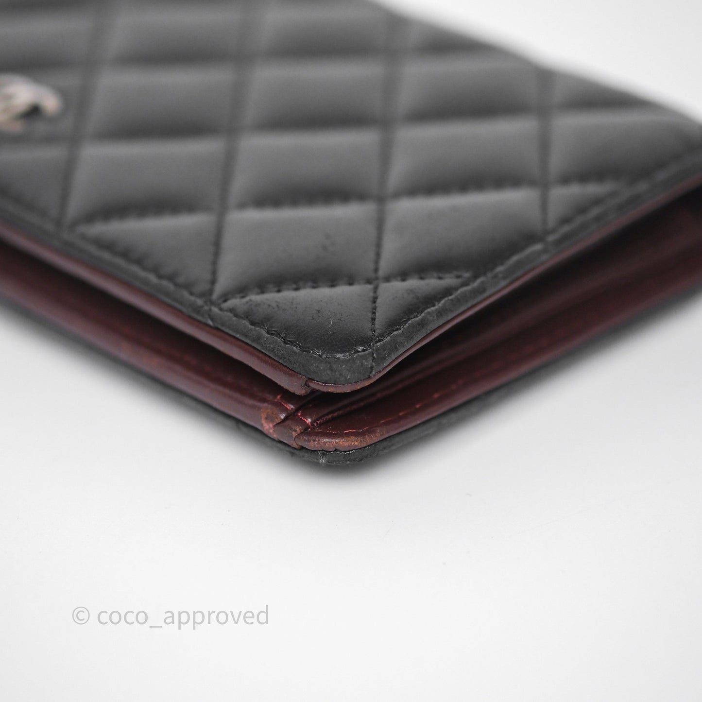 Chanel Classic Quilted Long Wallet Black Lambskin Silver Hardware