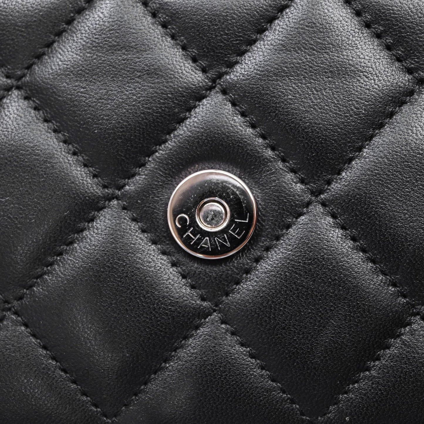Chanel Quilted WOC Black Lambskin Silver Hardware